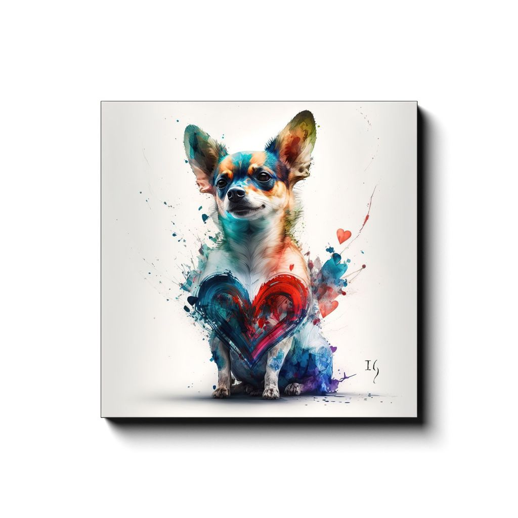 Charming Chihuahua canvas print in room setting - pet portrait art by Ivan Guaderrama