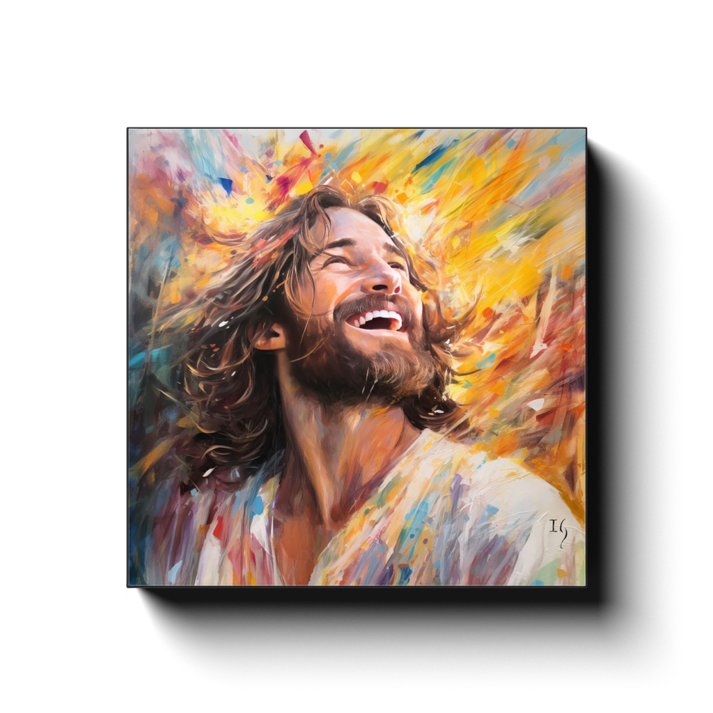 Jesus - Euphoria in Divine Radiance canvas print in room setting - interactive art by Ivan Guaderrama