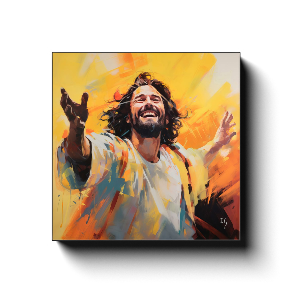 Jesus; The Light of the World canvas print in room setting - interactive art by Ivan Guaderrama