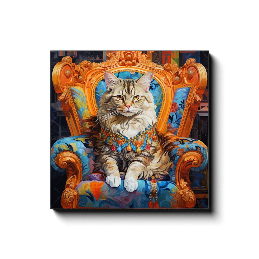 Majestic Cat canvas print in room setting - pet portrait art by Ivan Guaderrama