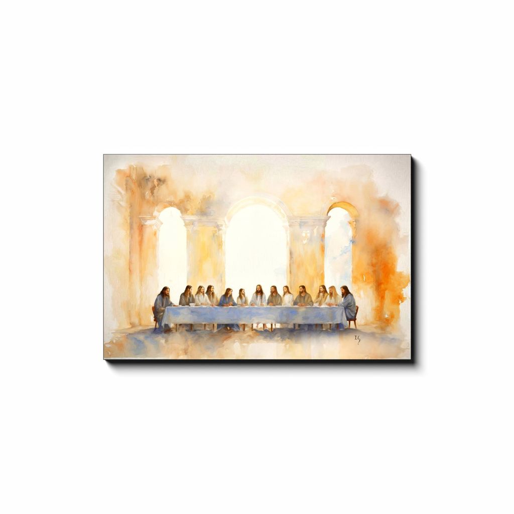 The Last Supper: Divine Gathering — Last Supper painting of Christ's sacred meal with the apostles, sacred Christian wall art by Ivan Guaderrama