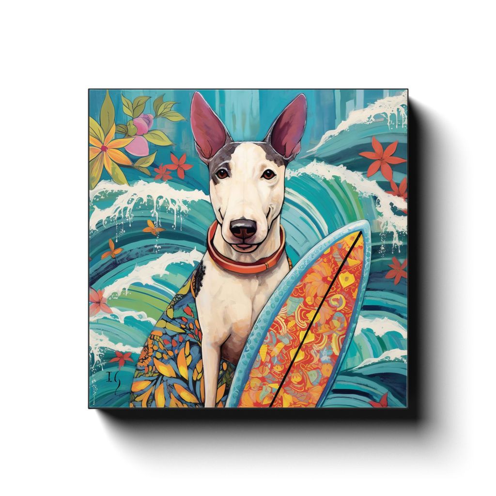Ode to Wild Waves canvas print in room setting - pet portrait art by Ivan Guaderrama