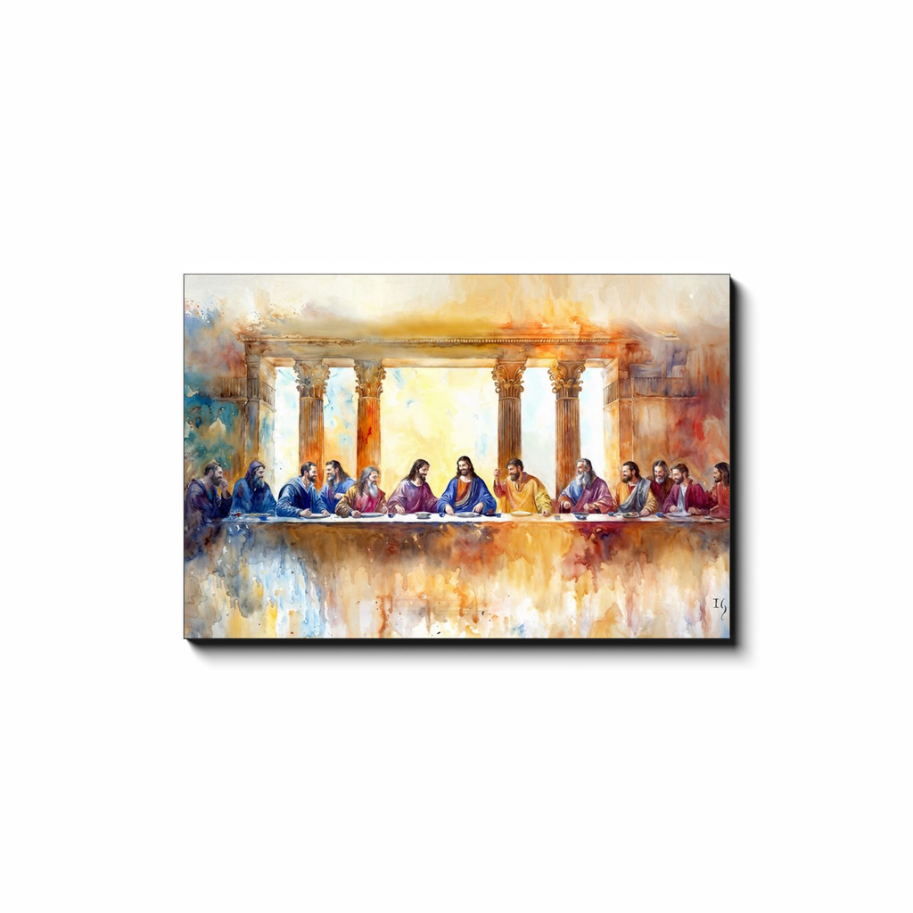 The Last Supper: Whispers of Eternity - smiling Jesus painting by Ivan Guaderrama