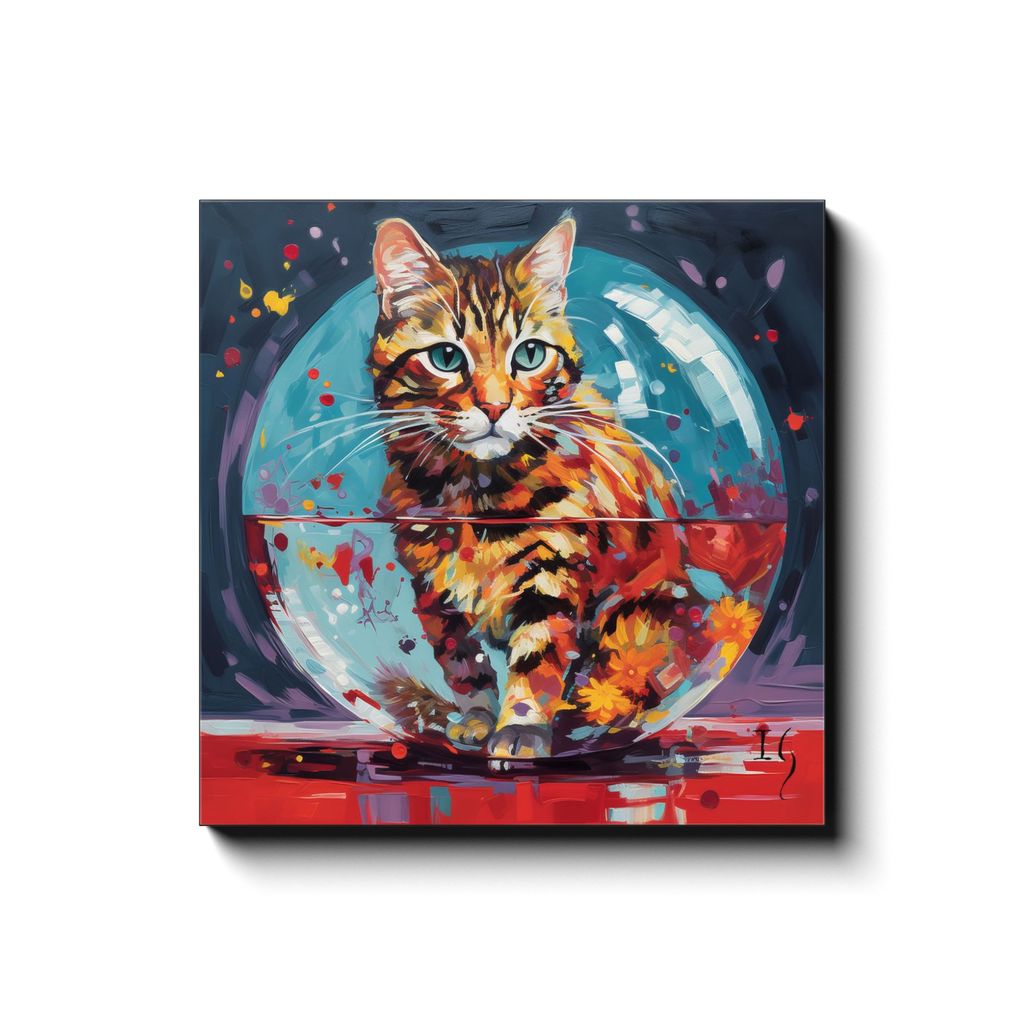 Defying the Rules canvas print in room setting - pet portrait art by Ivan Guaderrama