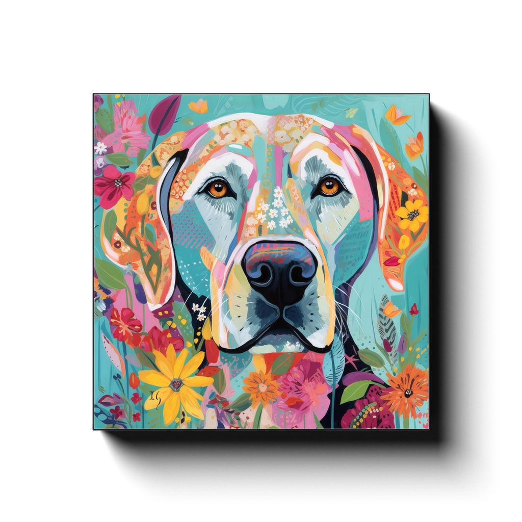 Garden of Companionship canvas print in room setting - pet portrait art by Ivan Guaderrama