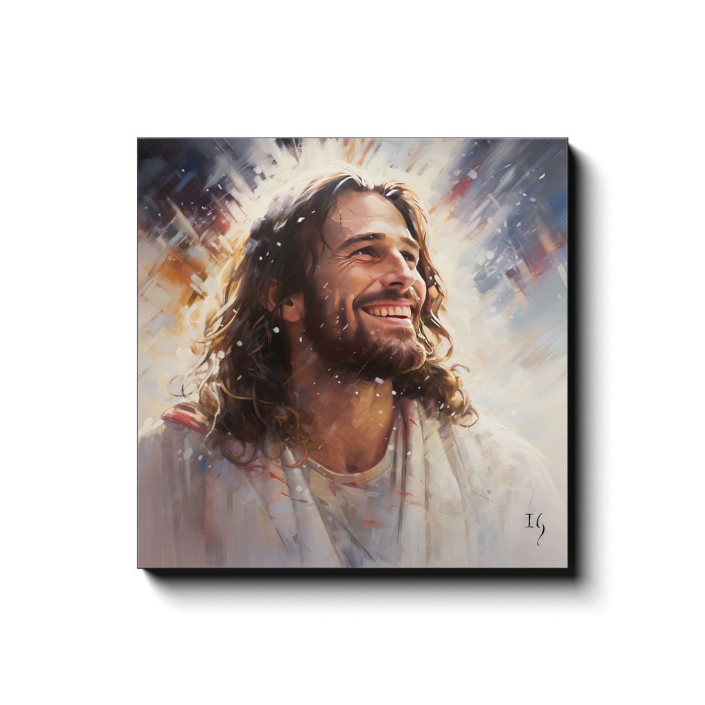 Serene Smile of Jesus canvas print in room setting - smiling jesus by Ivan Guaderrama