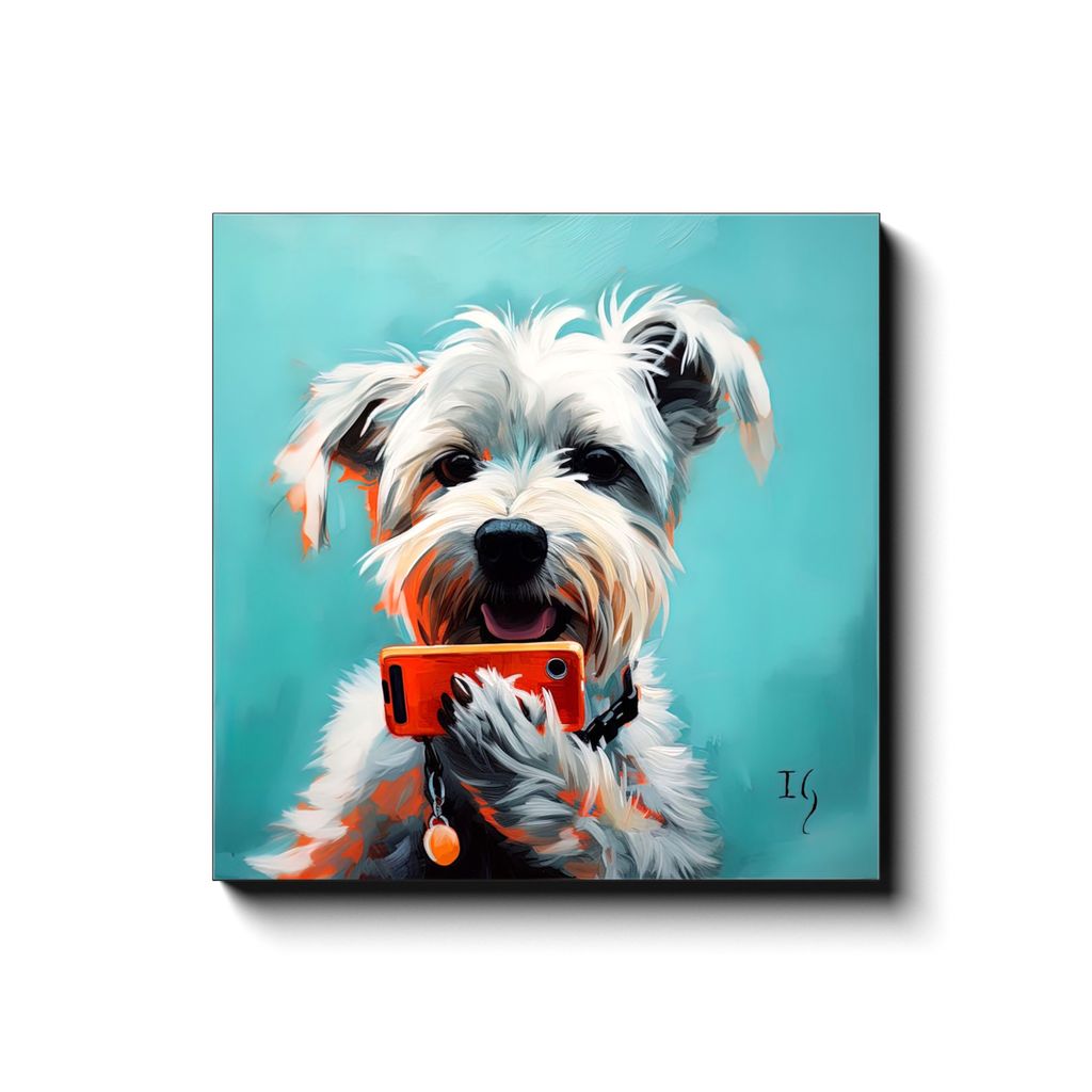 Connection Paws canvas print in room setting - pet portrait art by Ivan Guaderrama
