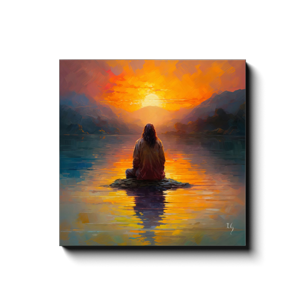 The Source of Peace and Serenity canvas print in room setting - smiling jesus by Ivan Guaderrama