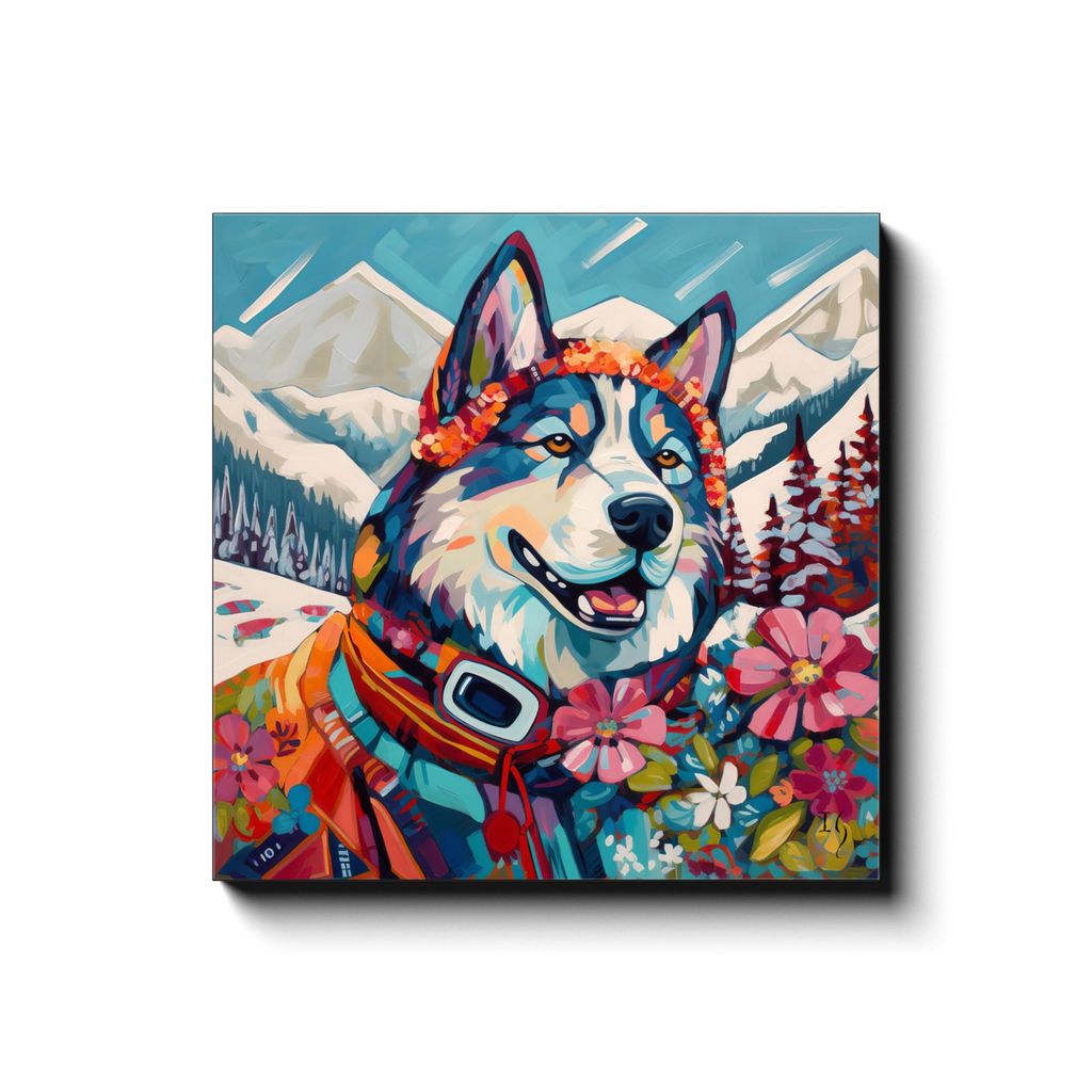 Dreams Await canvas print in room setting - pet portrait art by Ivan Guaderrama