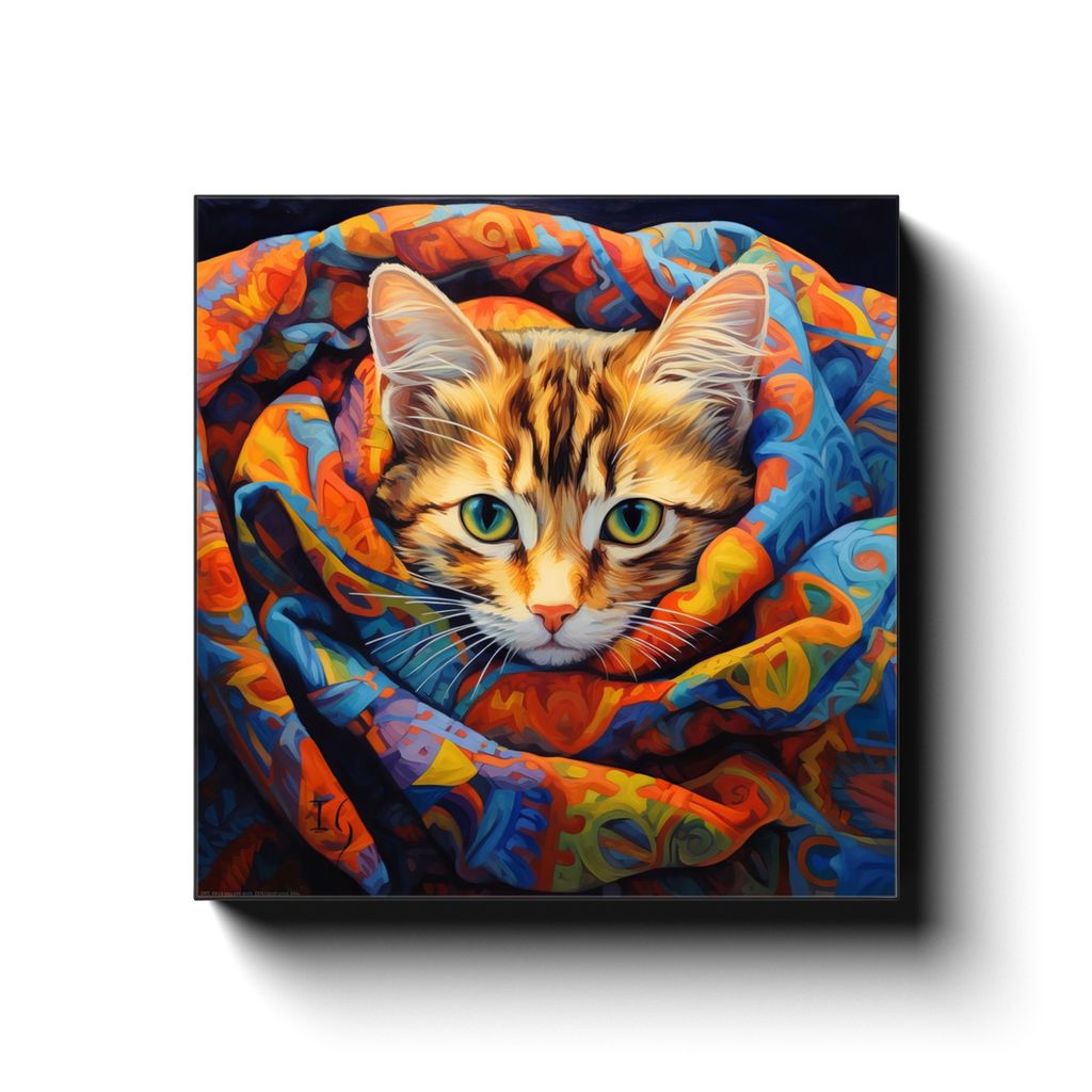 Whiskers & Wonders canvas print in room setting - pet portrait art by Ivan Guaderrama
