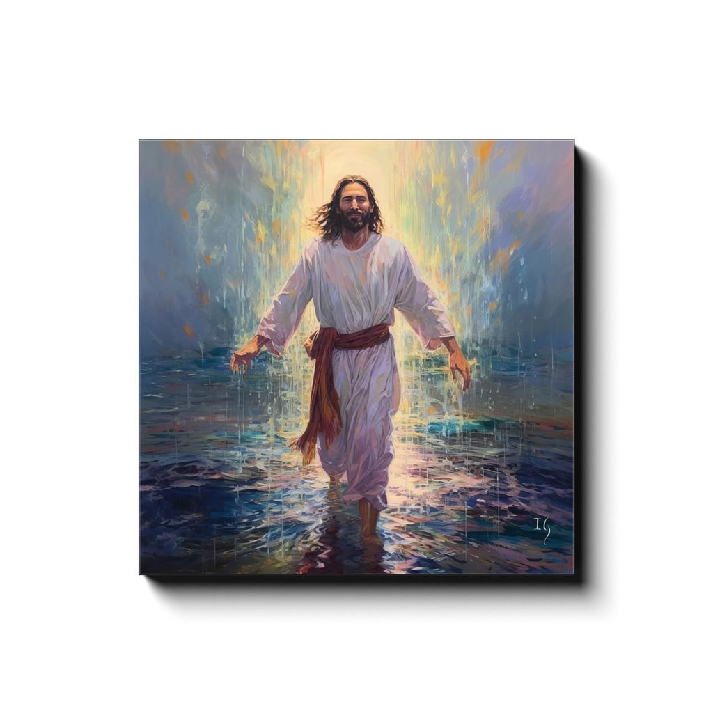 Jesus, a Serene Revelation canvas print in room setting - smiling jesus by Ivan Guaderrama