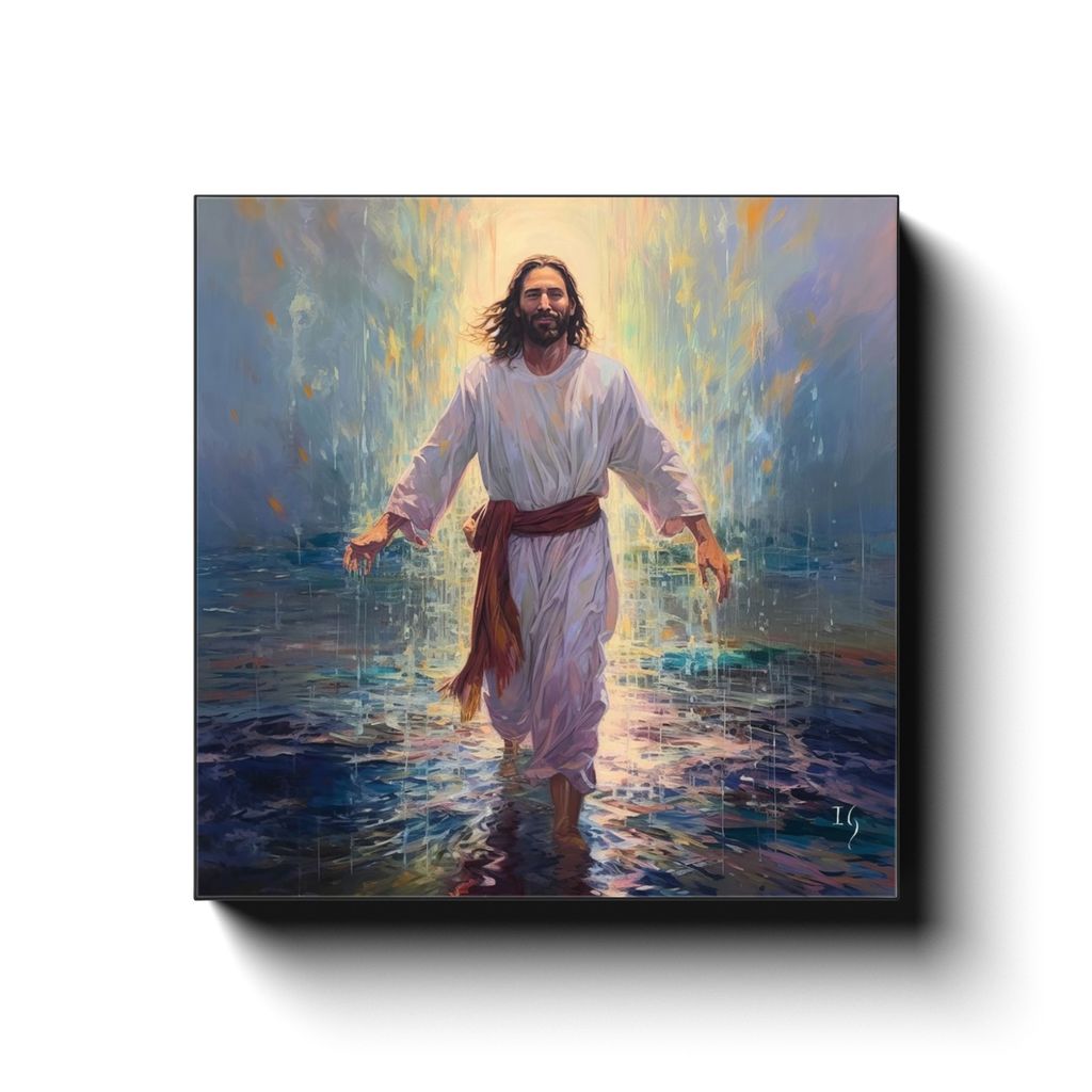 Jesus, a Serene Revelation canvas print in room setting - smiling jesus by Ivan Guaderrama