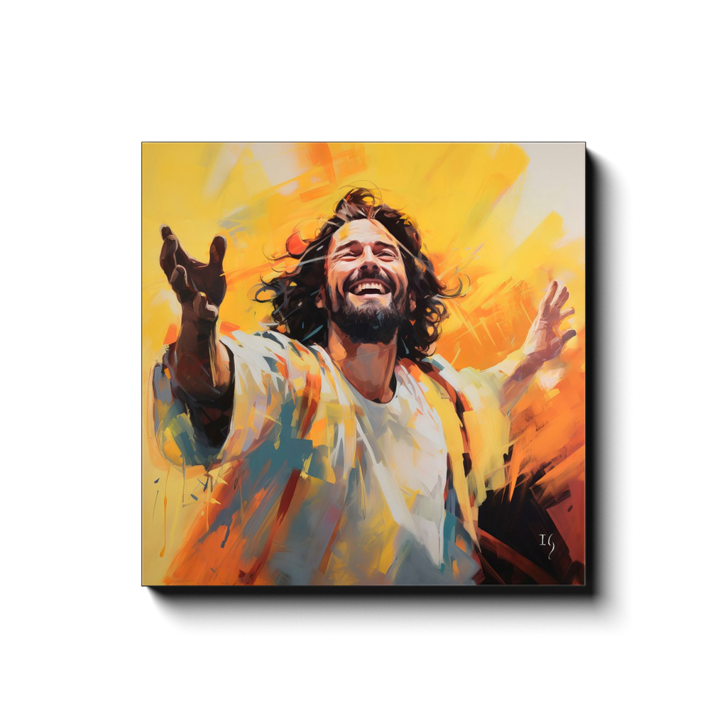Jesus; The Light of the World canvas print in room setting - interactive art by Ivan Guaderrama