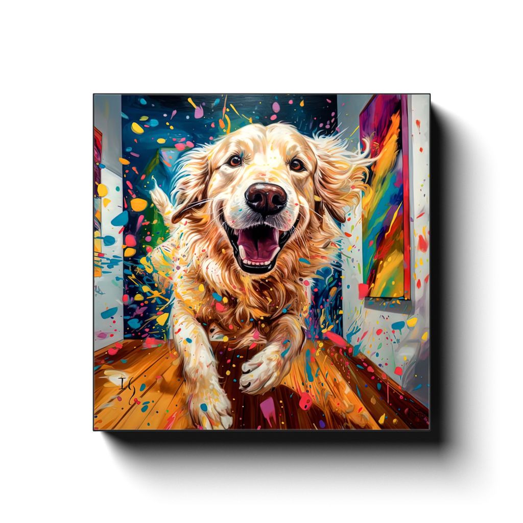 Euphoric Spectrum canvas print in room setting - pet portrait art by Ivan Guaderrama