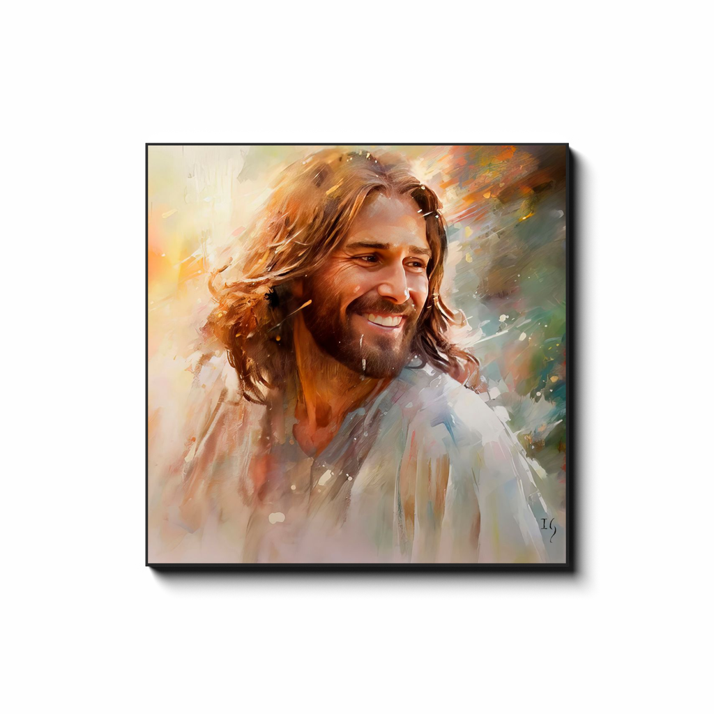 Jesus - Dawn's Gentle Embrace - smiling Jesus painting by Ivan Guaderrama
