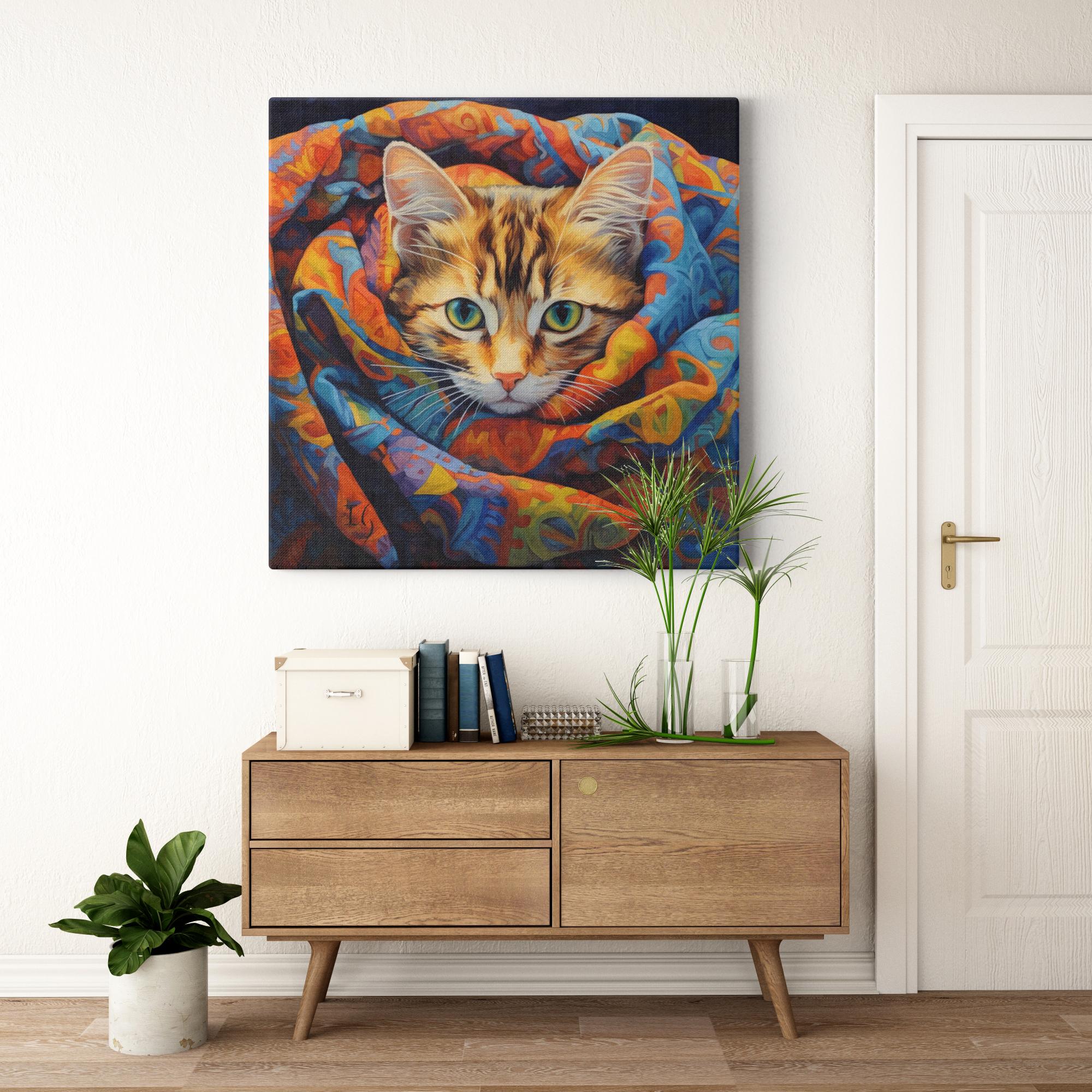 Whiskers & Wonders artwork detail - colorful pet portrait art wall art