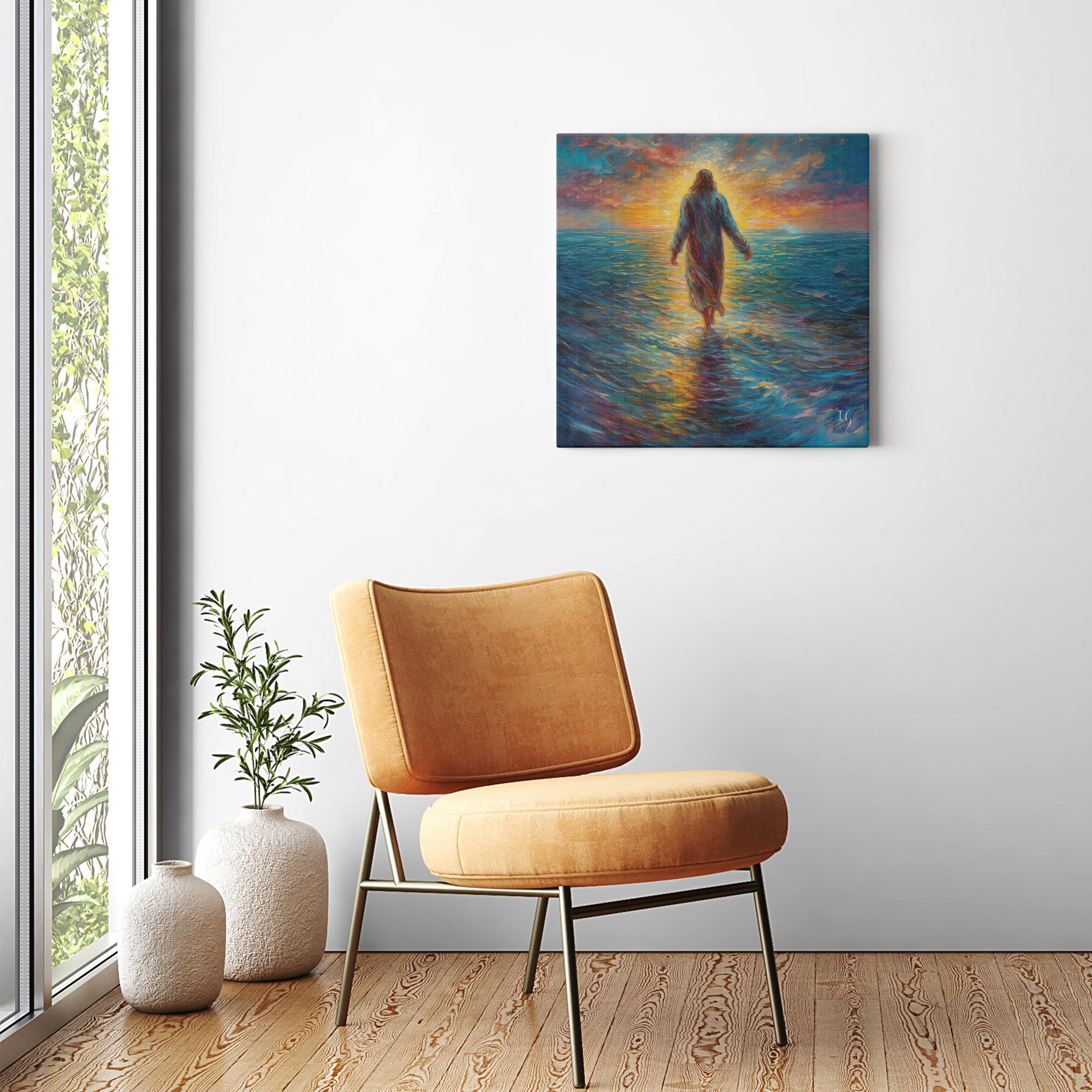 Serene Savior Jesus artwork detail - smiling Jesus painting wall art