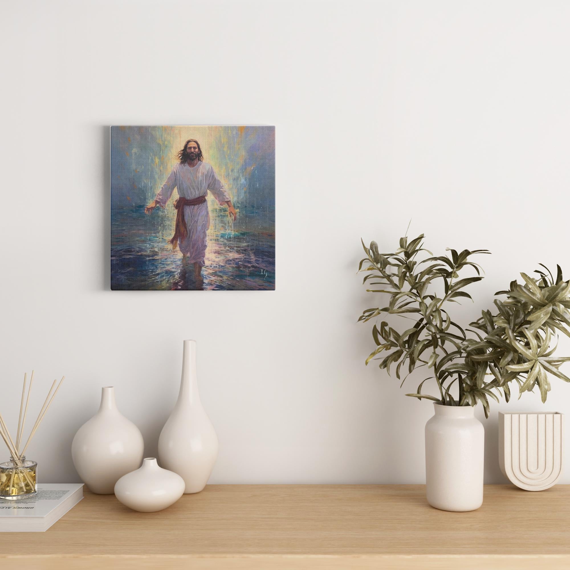 Jesus, a Serene Revelation artwork detail - smiling Jesus painting wall art