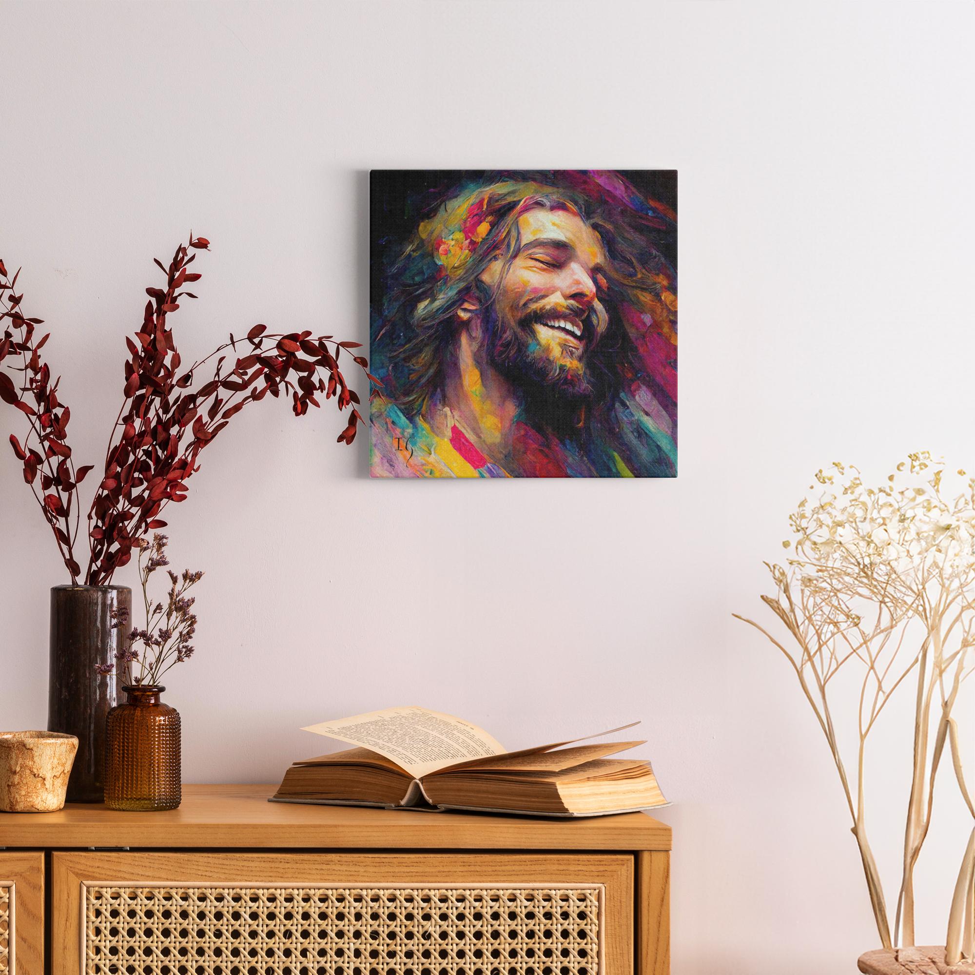 Jesus- loving lord artwork detail - smiling Jesus painting wall art