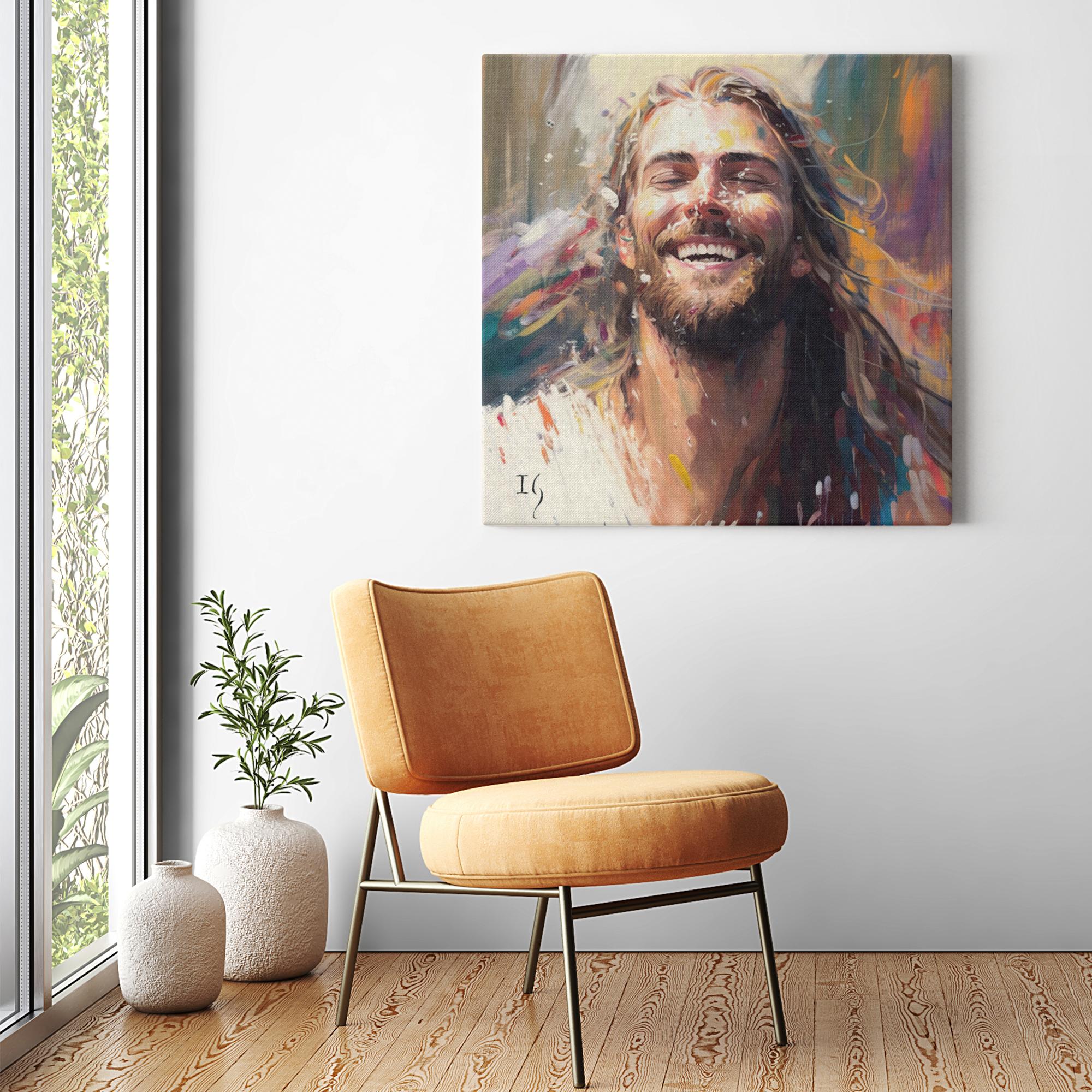 Jesus- The Light of Love-Canvas artwork detail - interactive canvas print that comes alive with mobile app wall art