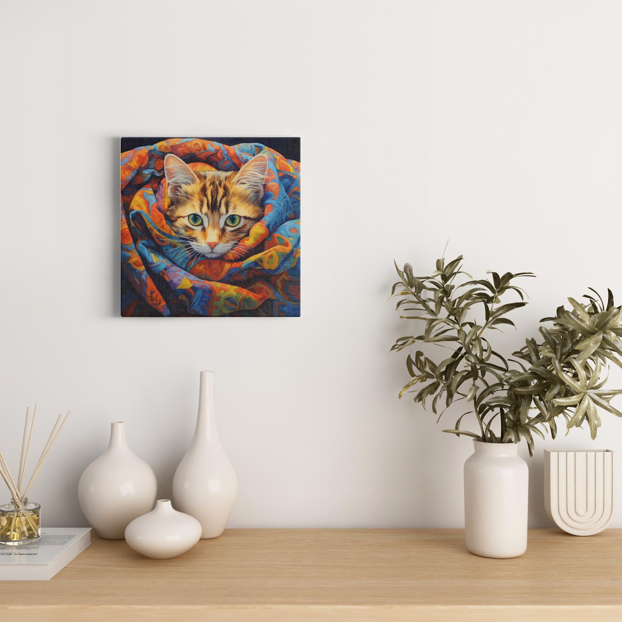 Whiskers & Wonders artwork detail - colorful pet portrait art wall art