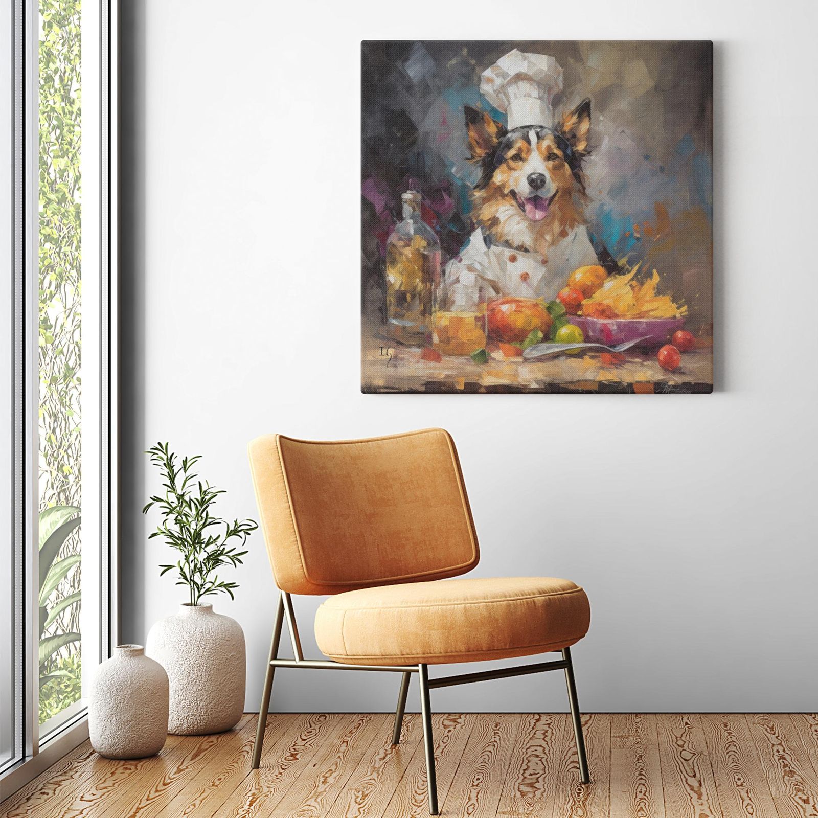 Passionate Chef artwork detail - colorful pet portrait art wall art