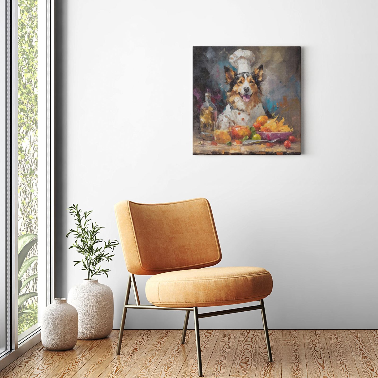Passionate Chef artwork detail - colorful pet portrait art wall art