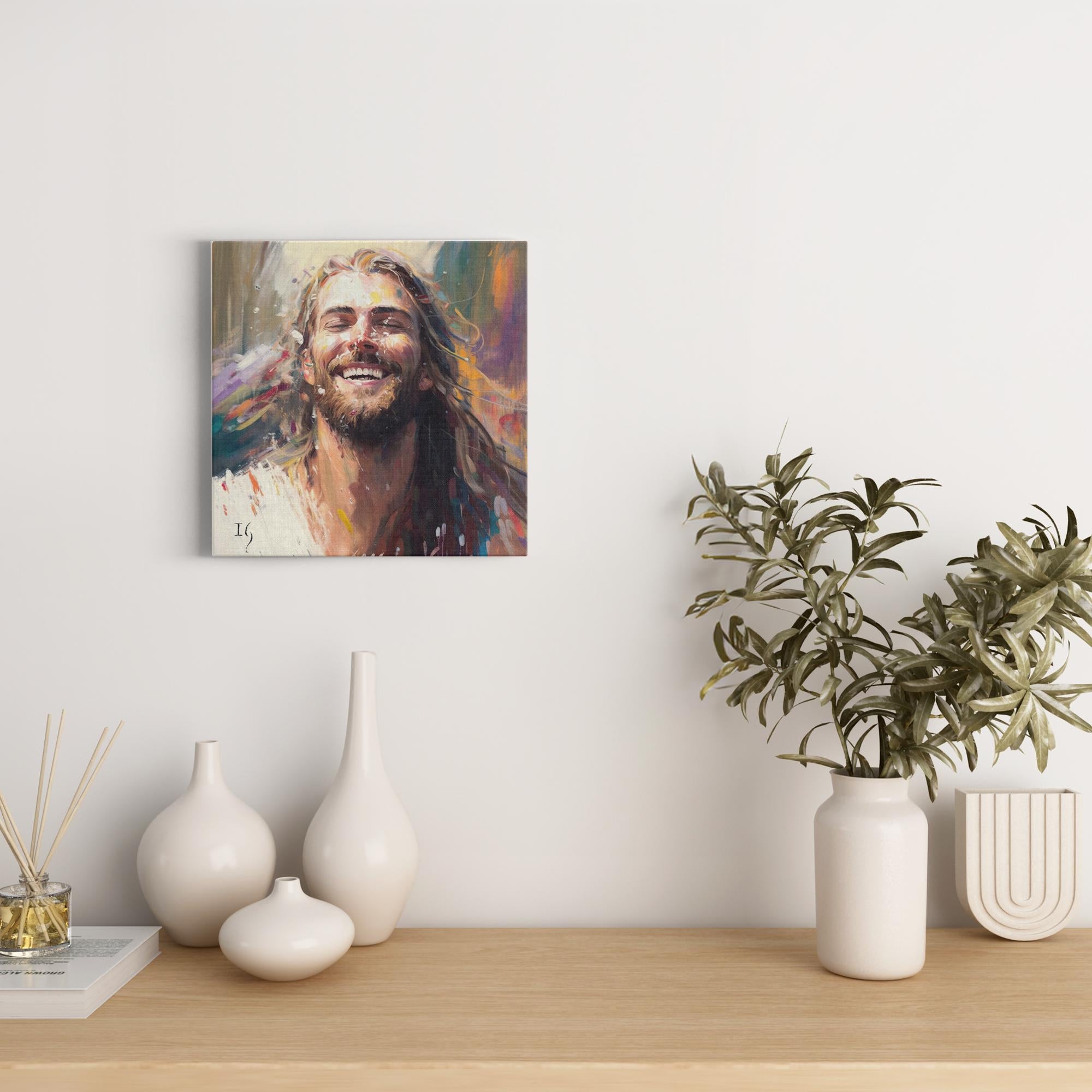 Jesus- The Light of Love-Canvas artwork detail - interactive canvas print that comes alive with mobile app wall art