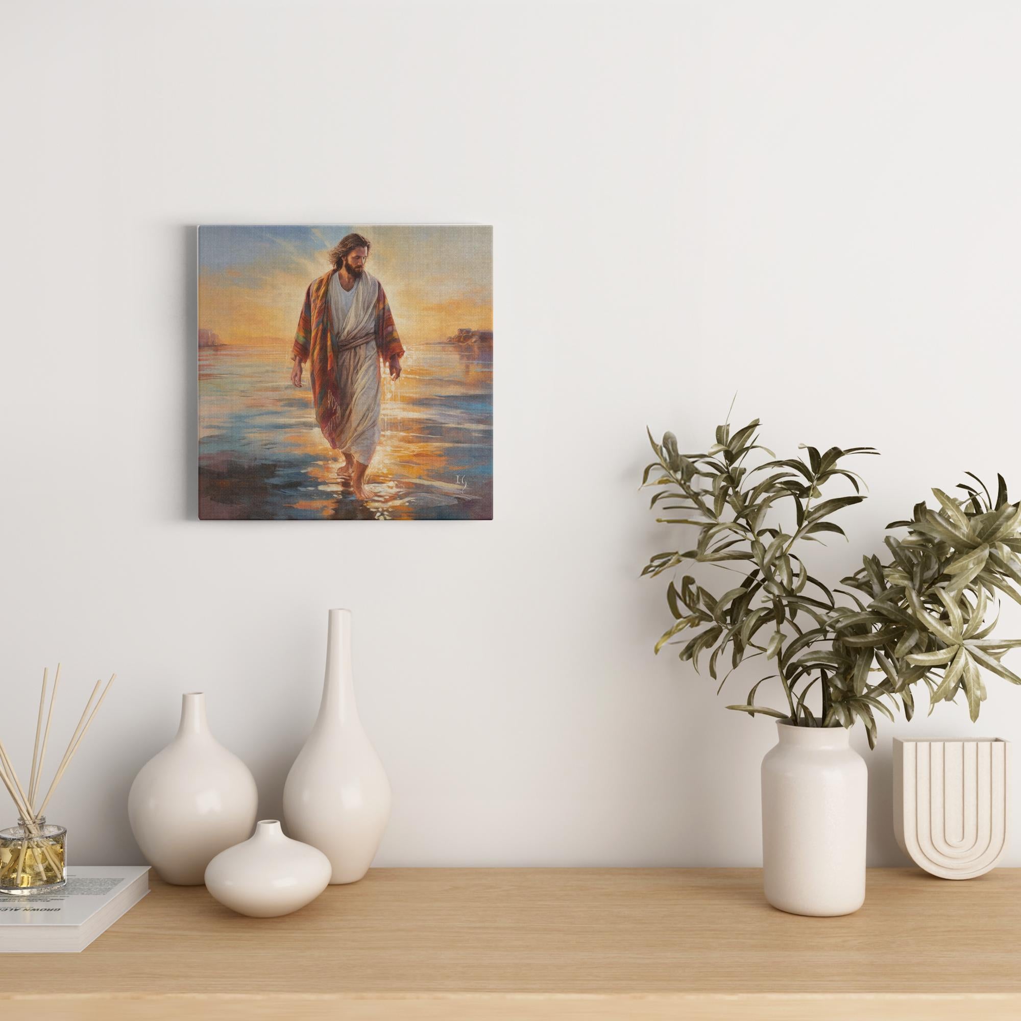 Jesus' Serenity artwork detail - interactive canvas print that comes alive with mobile app wall art
