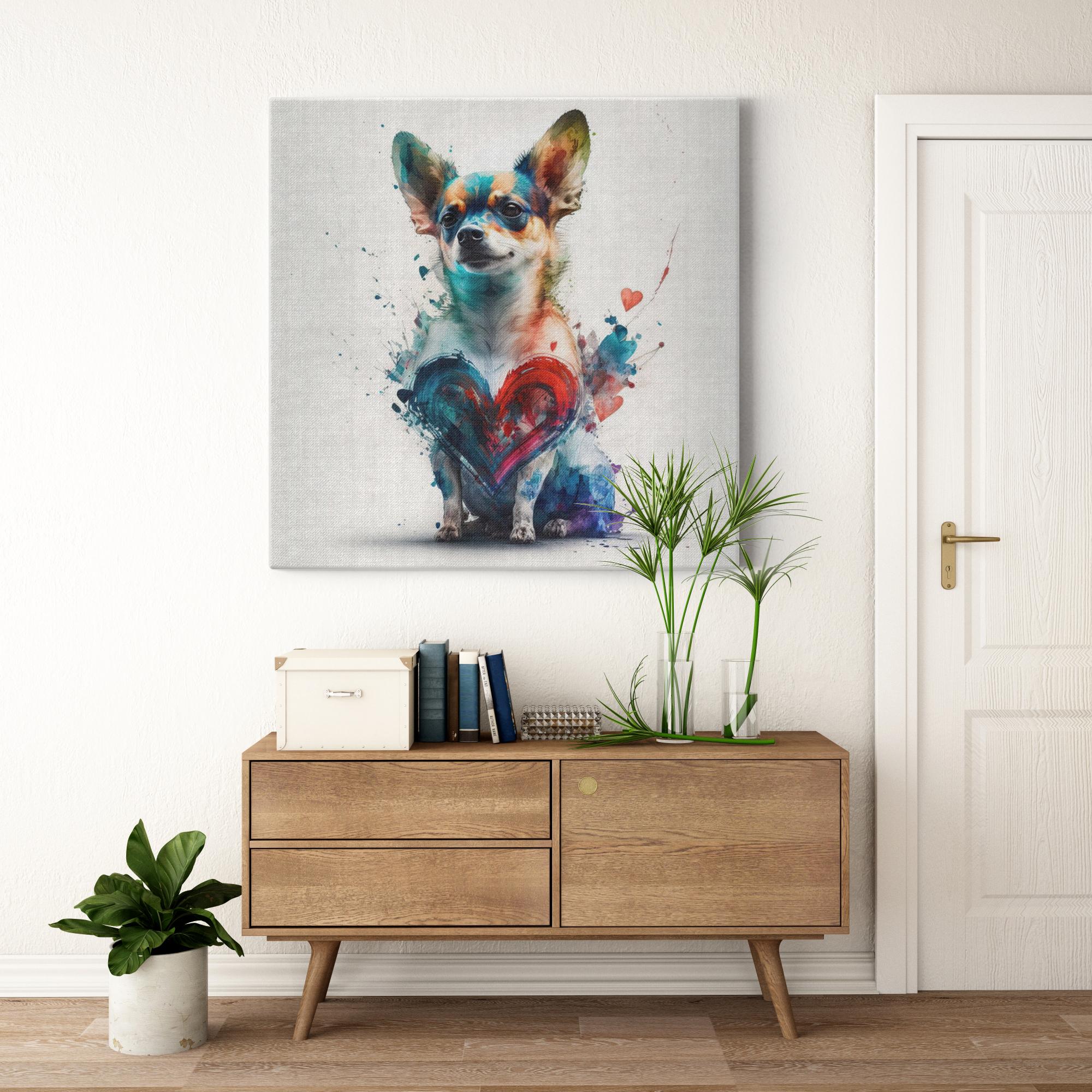 Charming Chihuahua artwork detail - colorful pet portrait art wall art