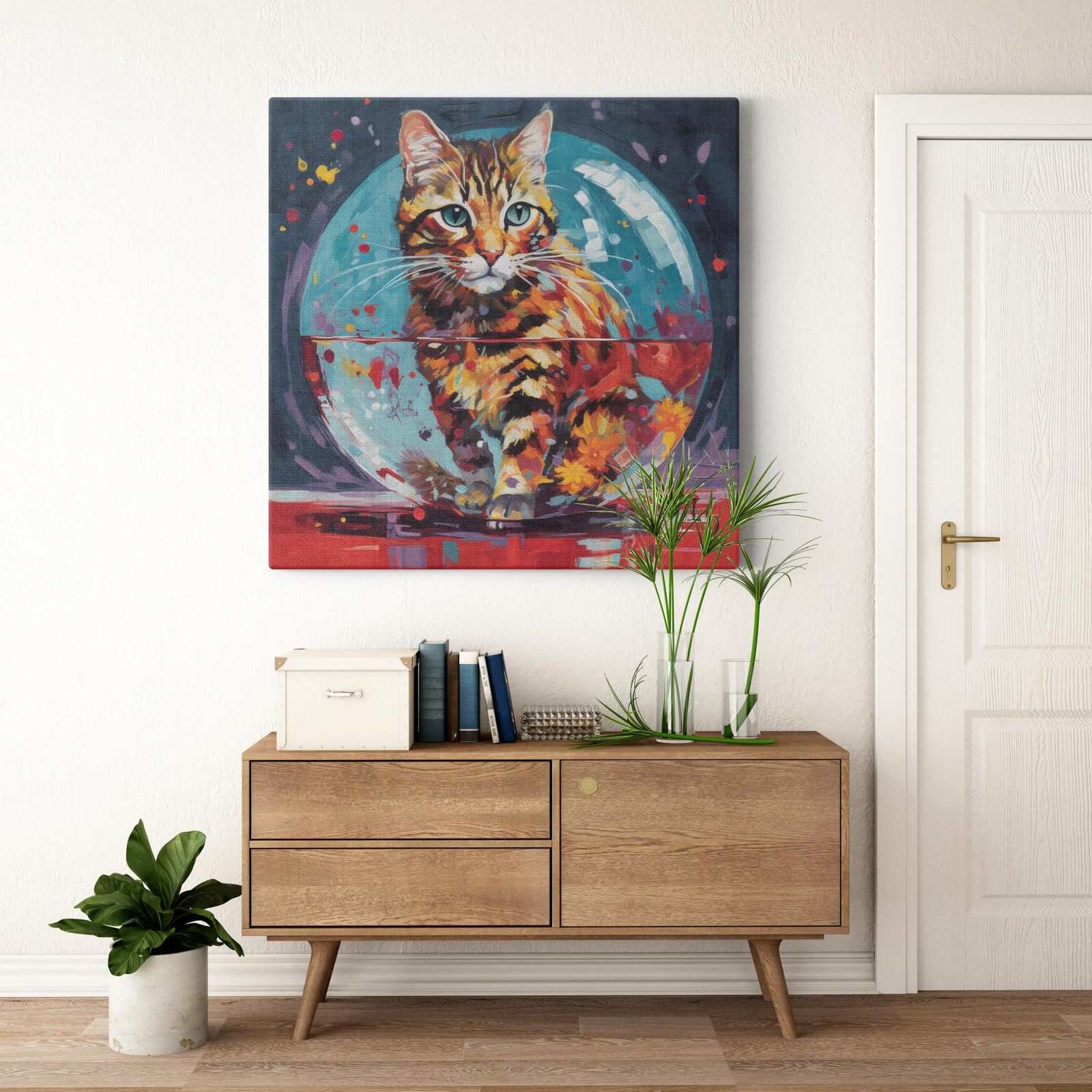 Defying the Rules artwork detail - colorful pet portrait art wall art