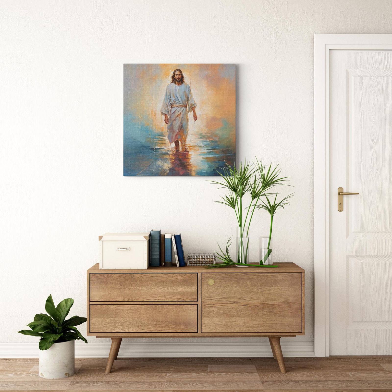 Harbor of Hope artwork detail - smiling Jesus painting wall art
