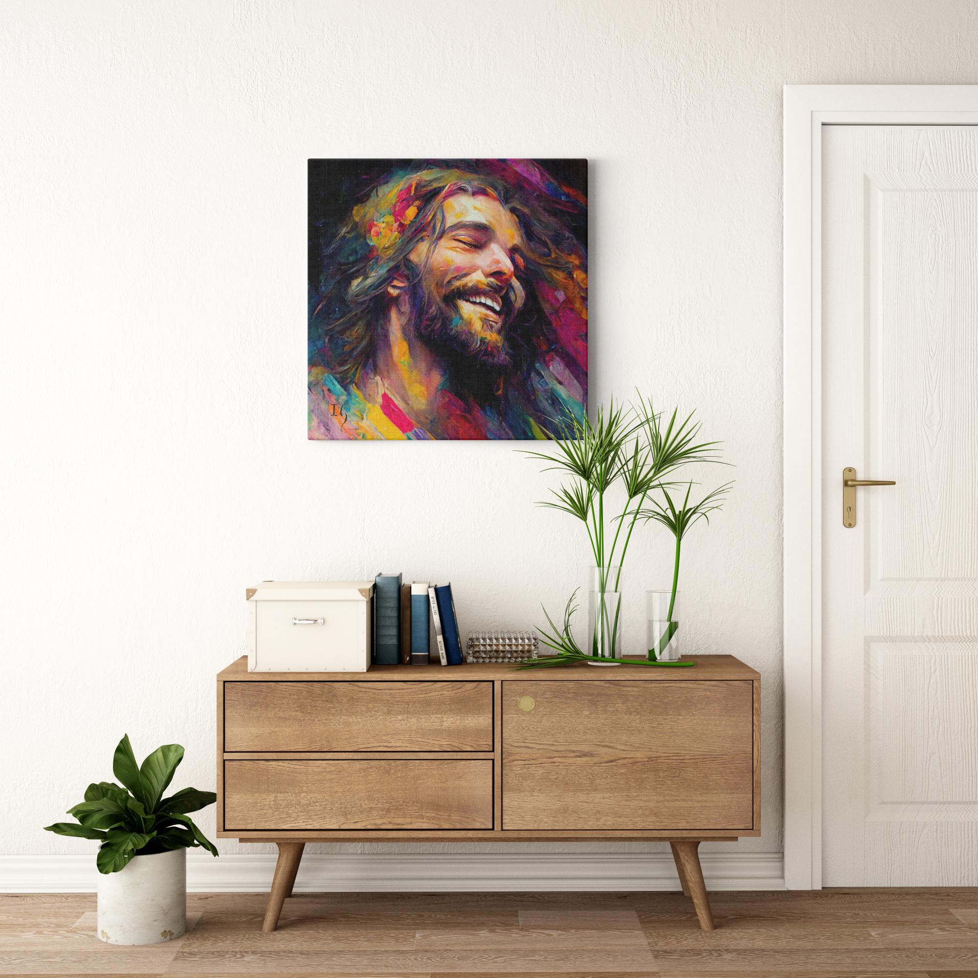 Jesus- loving lord artwork detail - smiling Jesus painting wall art