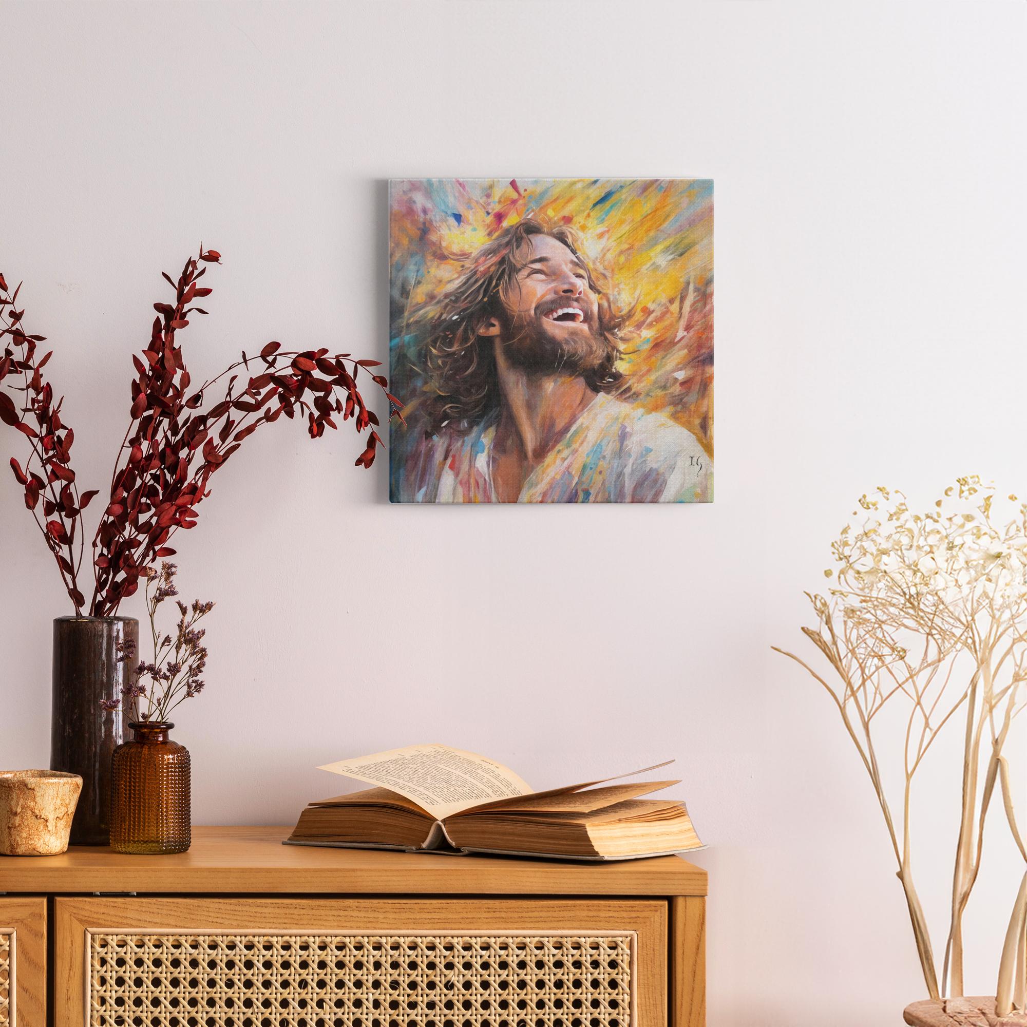 Jesus - Euphoria in Divine Radiance artwork detail - interactive canvas print that comes alive with mobile app wall art