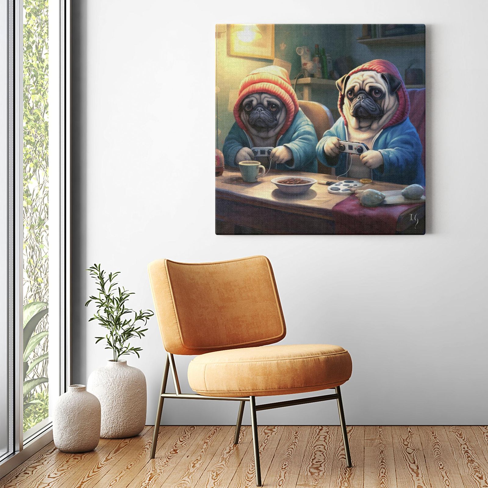 Long Game artwork detail - colorful pet portrait art wall art