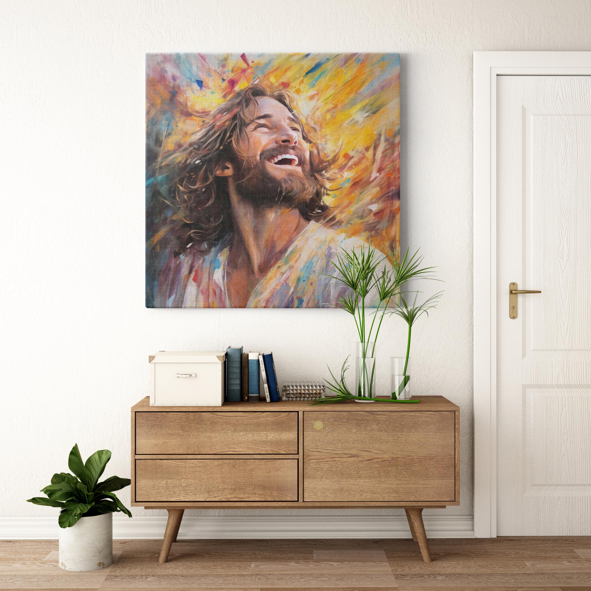 Jesus - Euphoria in Divine Radiance artwork detail - interactive canvas print that comes alive with mobile app wall art