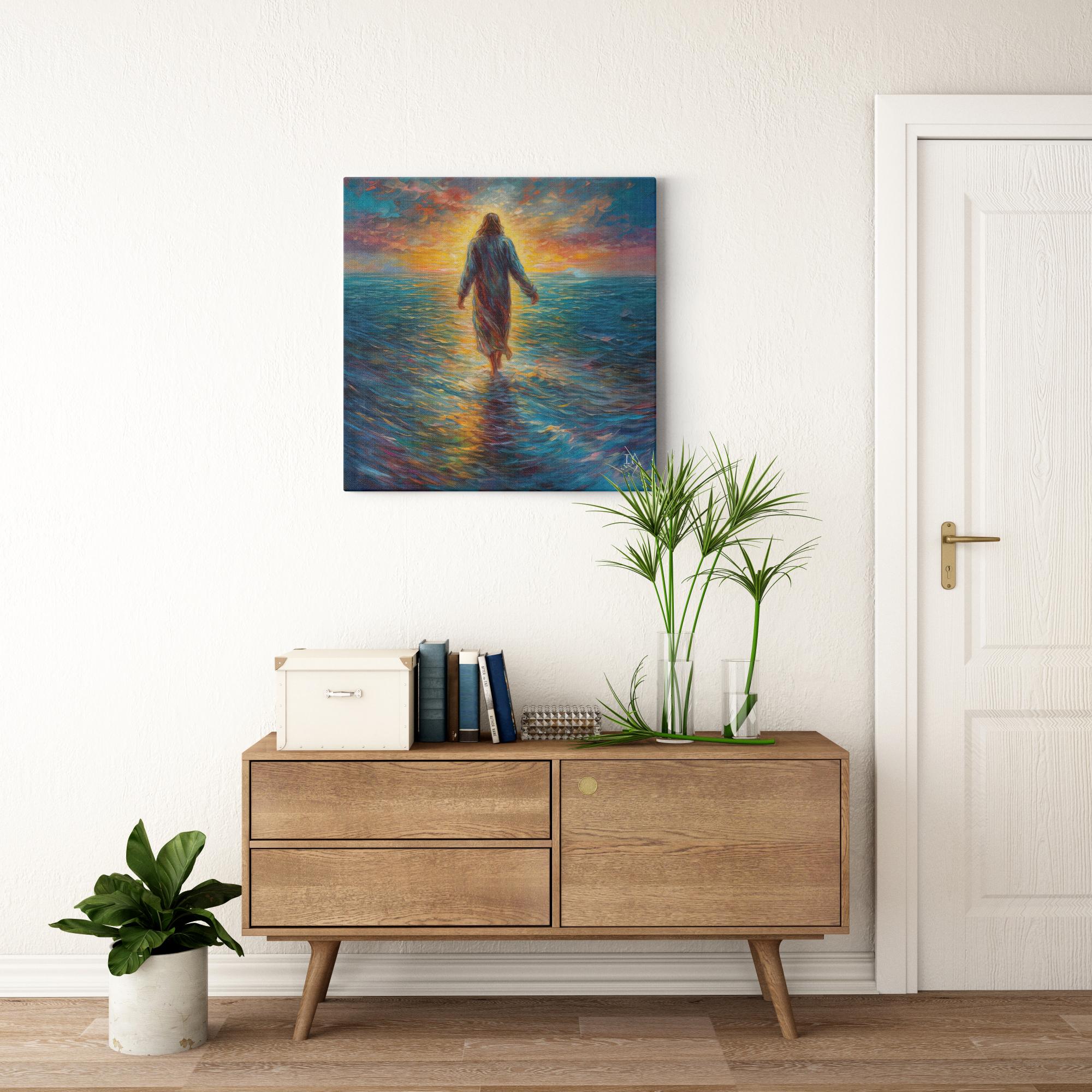 Serene Savior Jesus artwork detail - smiling Jesus painting wall art