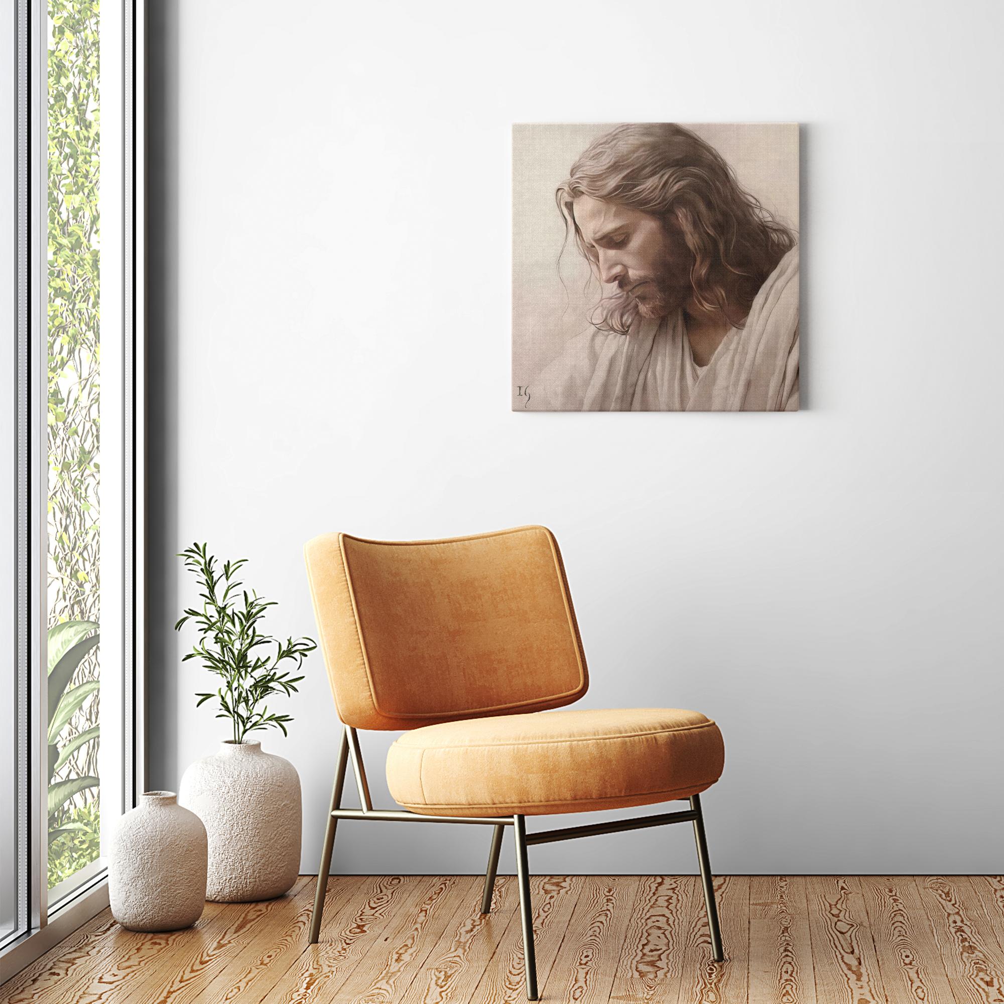 Jesus - Whispers of Grace artwork detail - smiling Jesus painting wall art