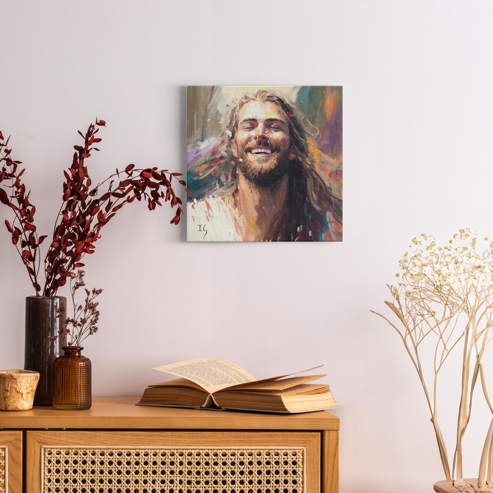 Jesus- The Light of Love-Canvas artwork detail - interactive canvas print that comes alive with mobile app wall art