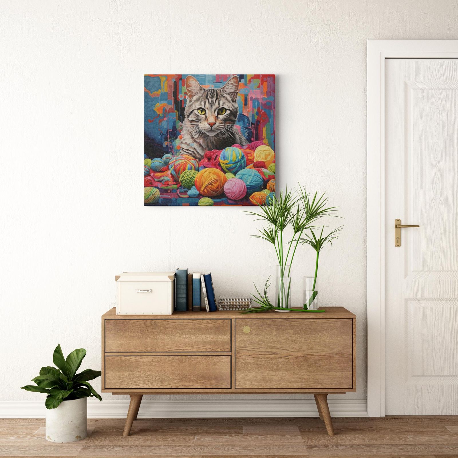 Kaleidoscope Kitty artwork detail - colorful pet portrait art wall art