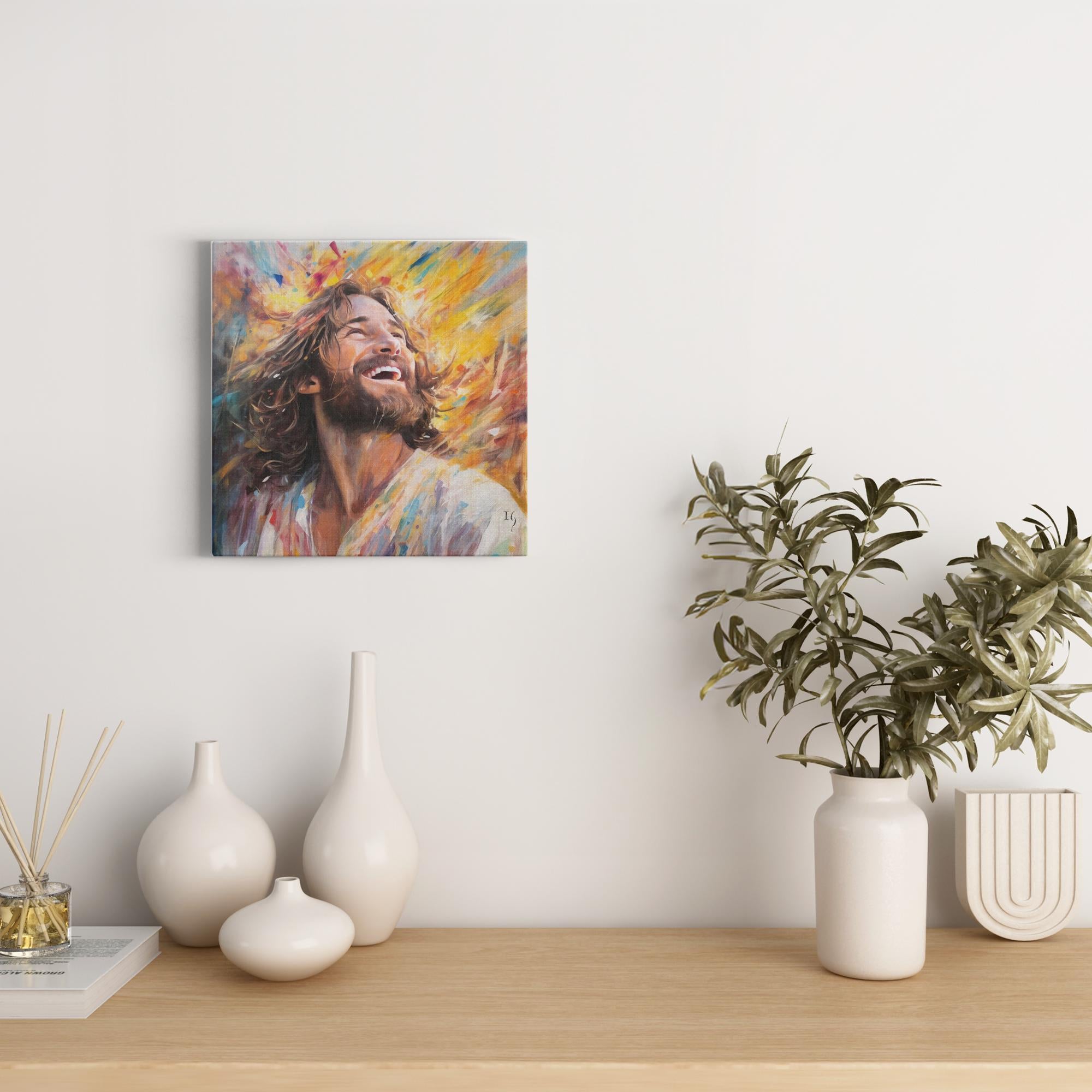 Jesus - Euphoria in Divine Radiance artwork detail - interactive canvas print that comes alive with mobile app wall art