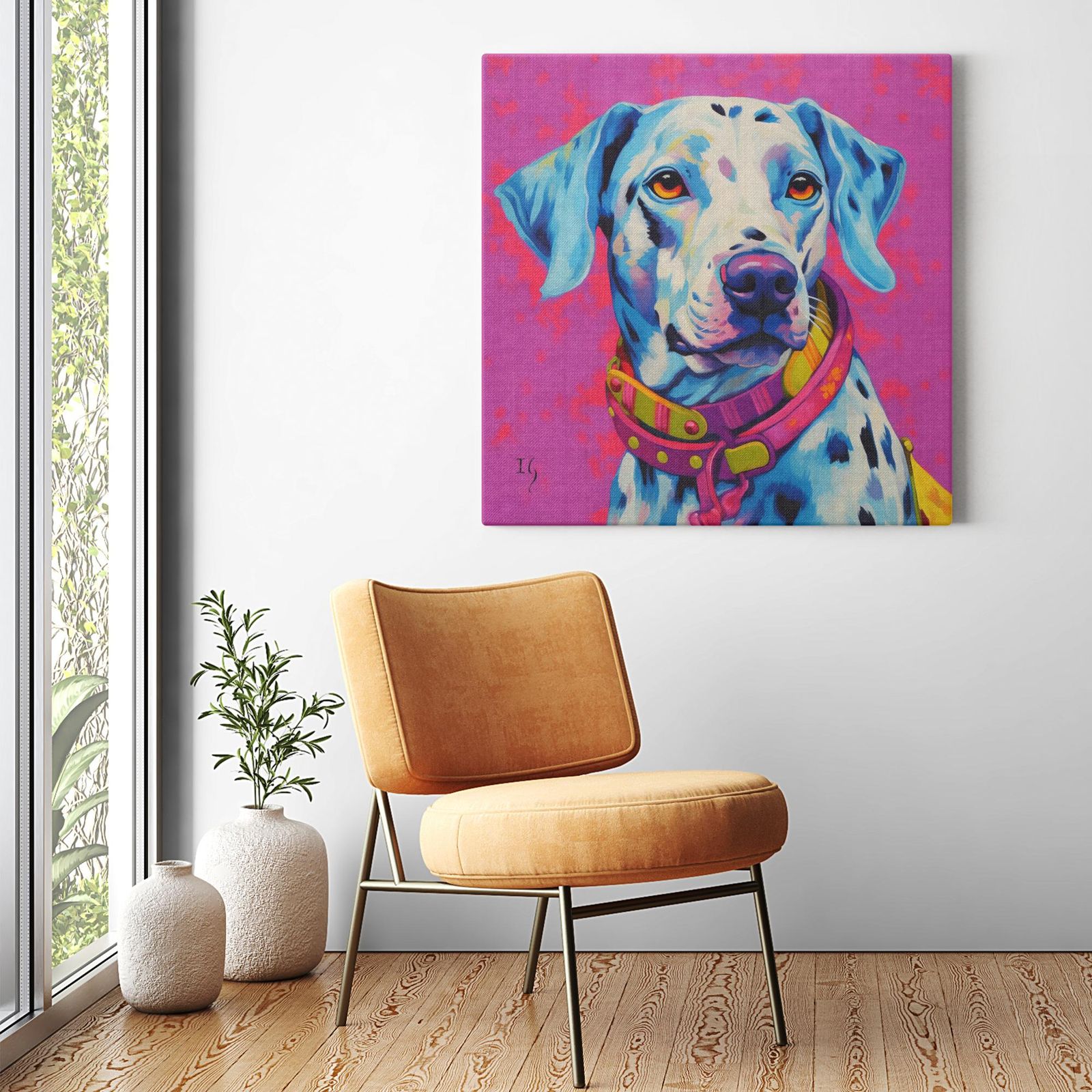 Magenta Spirit artwork detail - colorful pet portrait art wall art