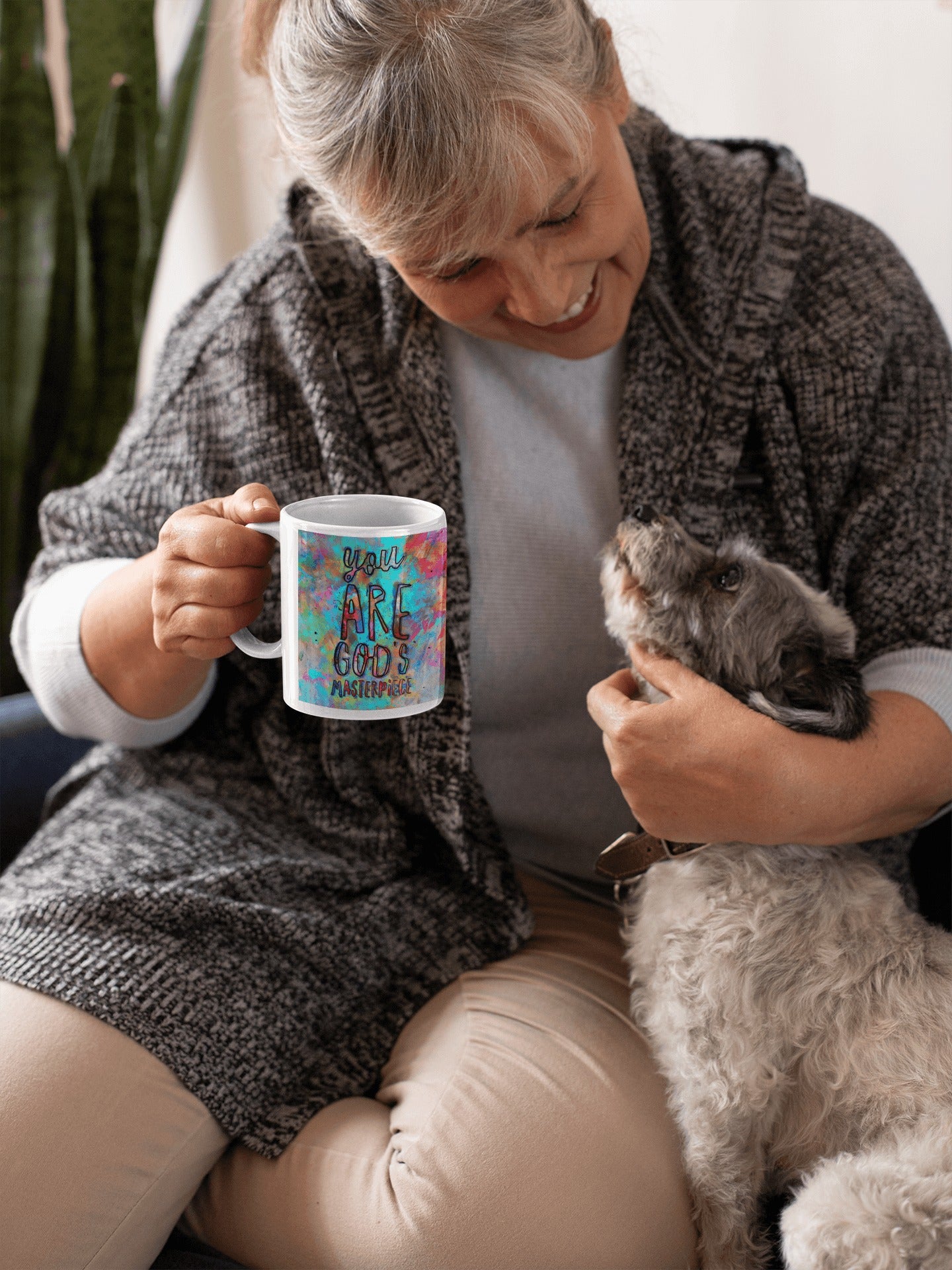 You are God's Masterpiece Interactive Mug artwork detail - interactive christian gift with augmented reality wall art