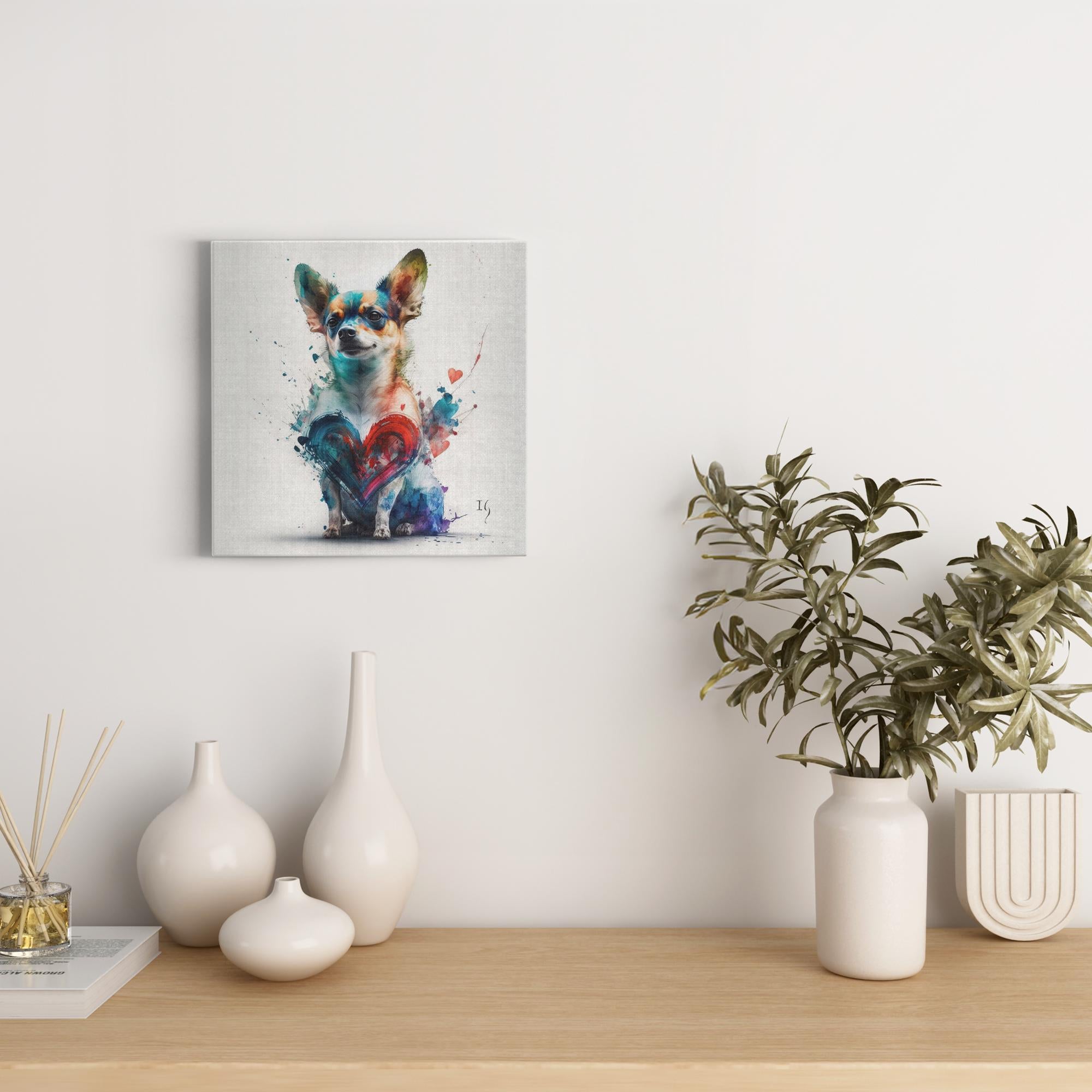 Charming Chihuahua artwork detail - colorful pet portrait art wall art