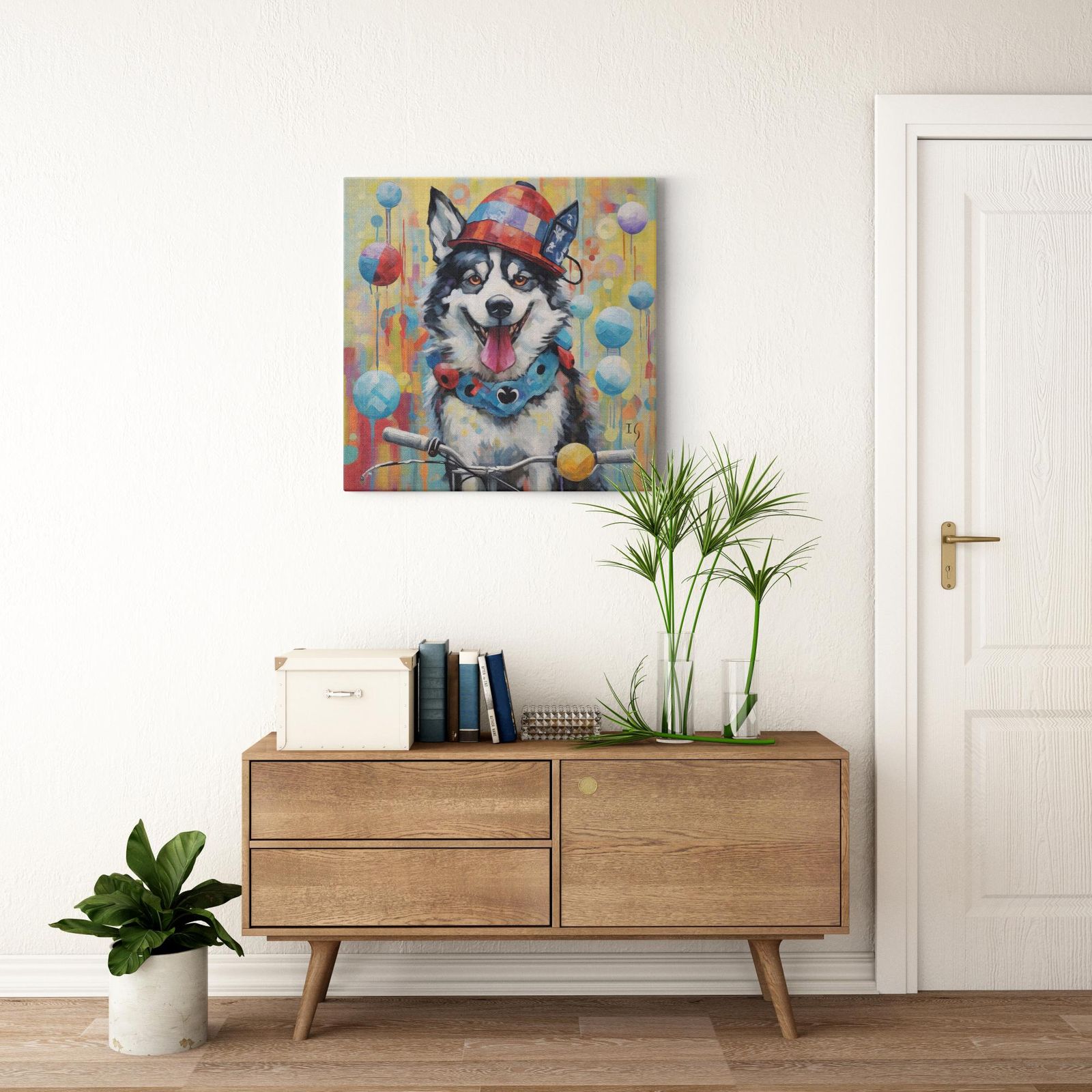 Jester Playful Essence artwork detail - colorful pet portrait art wall art