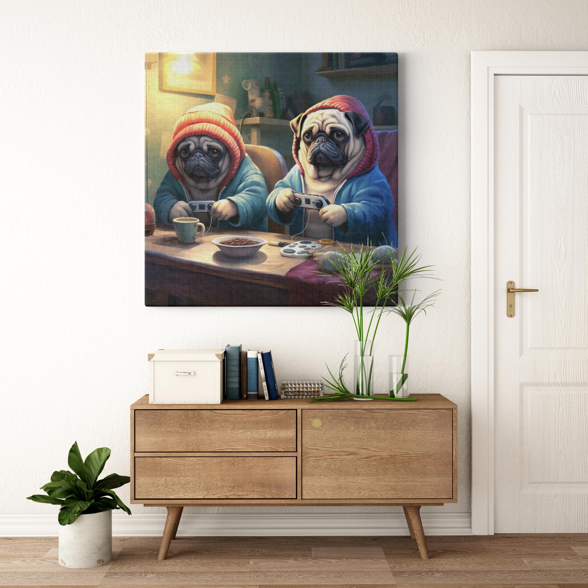 Long Game artwork detail - colorful pet portrait art wall art