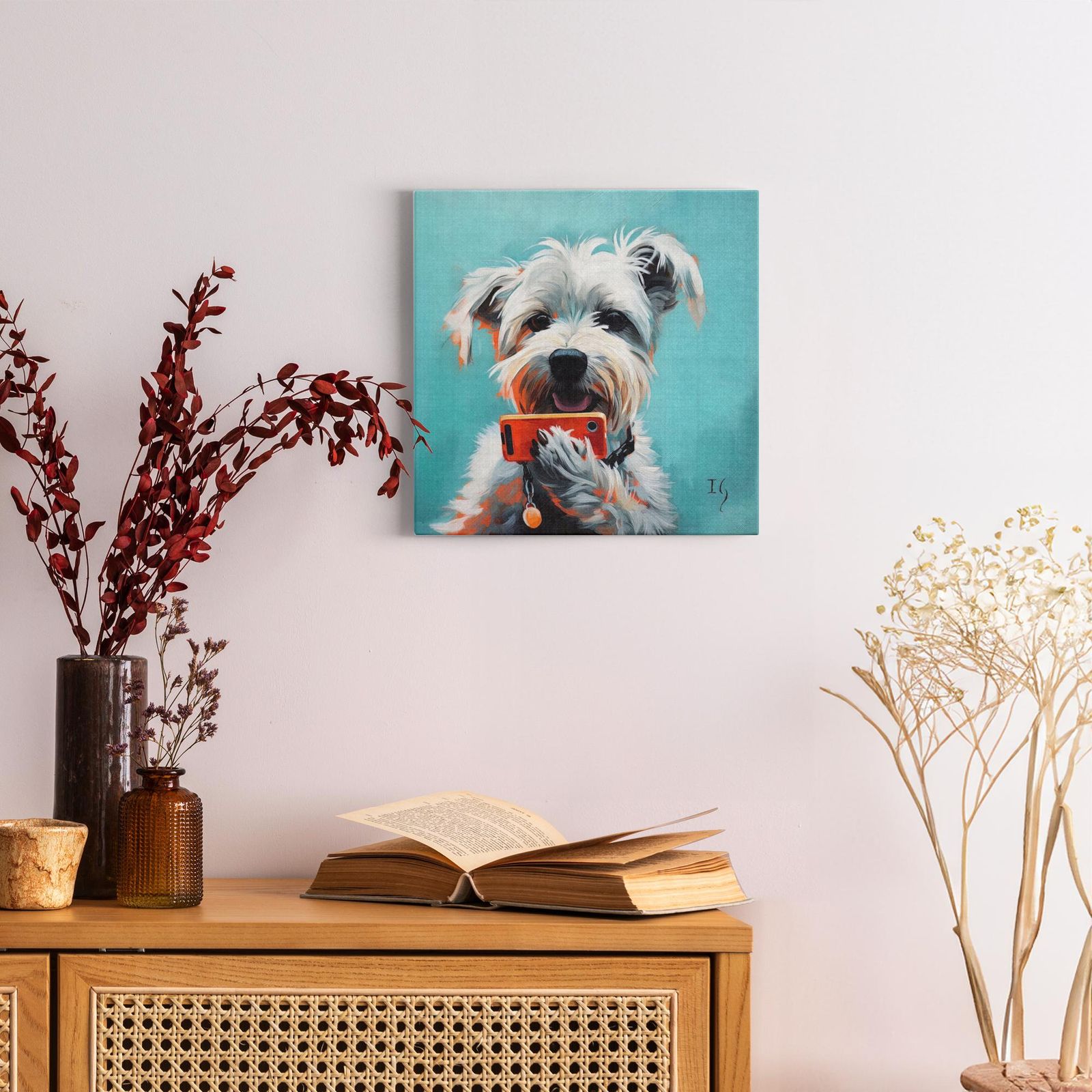 Connection Paws artwork detail - colorful pet portrait art wall art