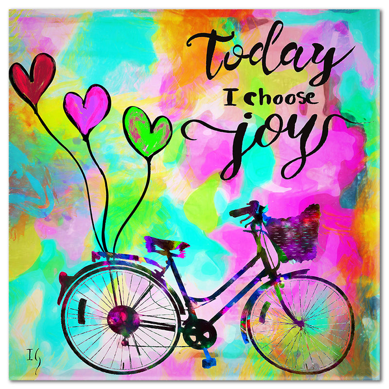 Choose to be Joyful 6x6 inch original abstract canvas with embroidery  thread accents
