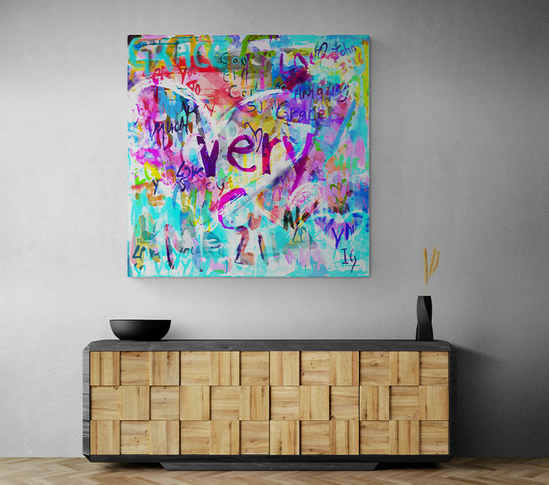 Amazing Grace - LIMITED EDITION canvas print in room setting - heart painting by Ivan Guaderrama