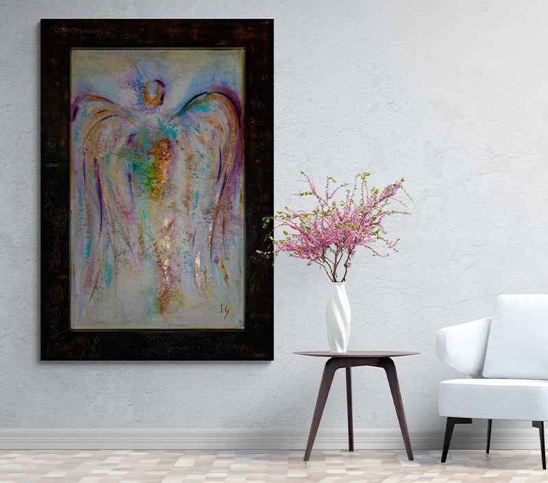 ANGELIC NOTES artwork detail - original angel painting wall art